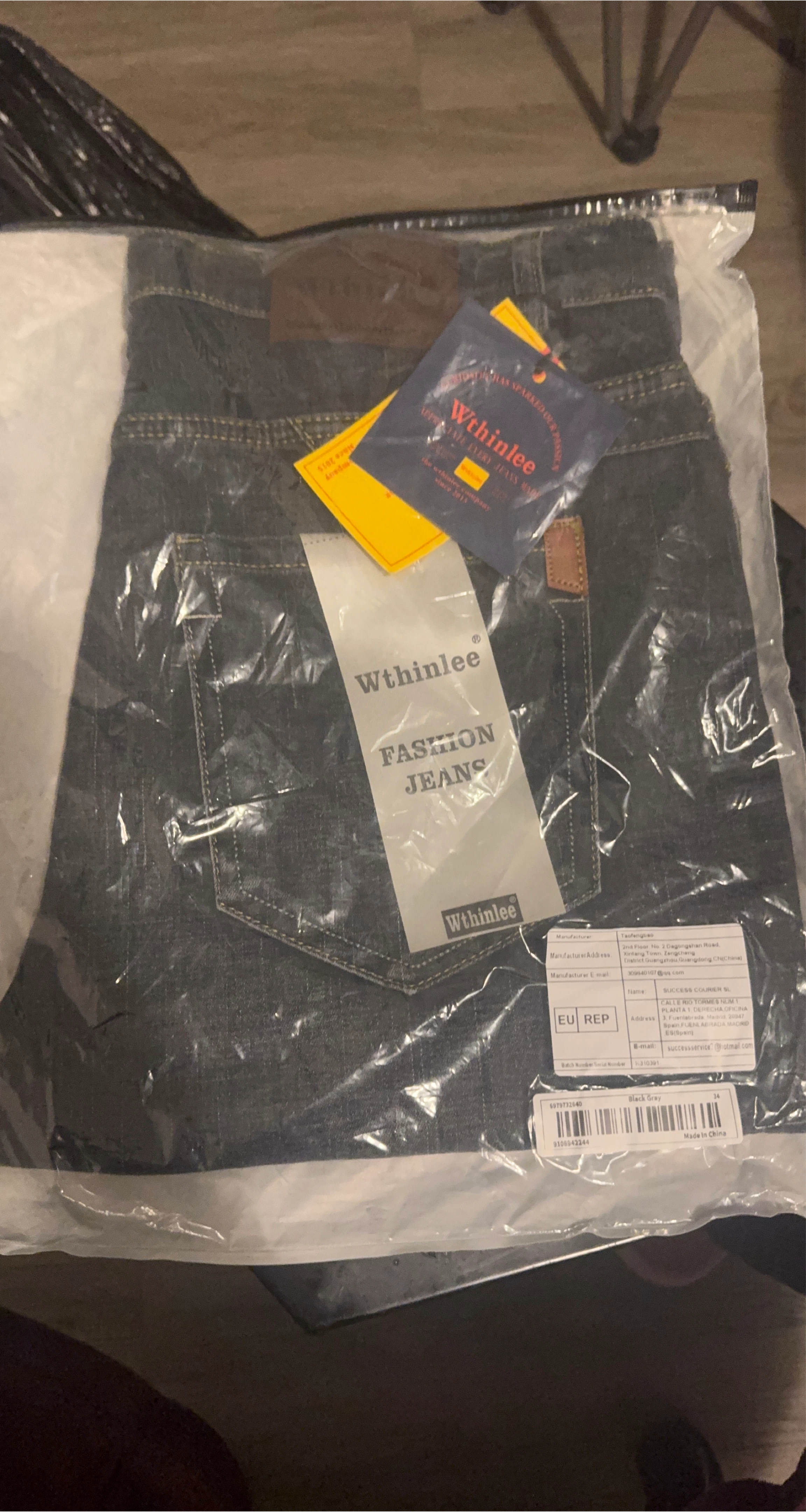 Wthinlee Fashion Jeans - Black Gray, Size 34 (New)