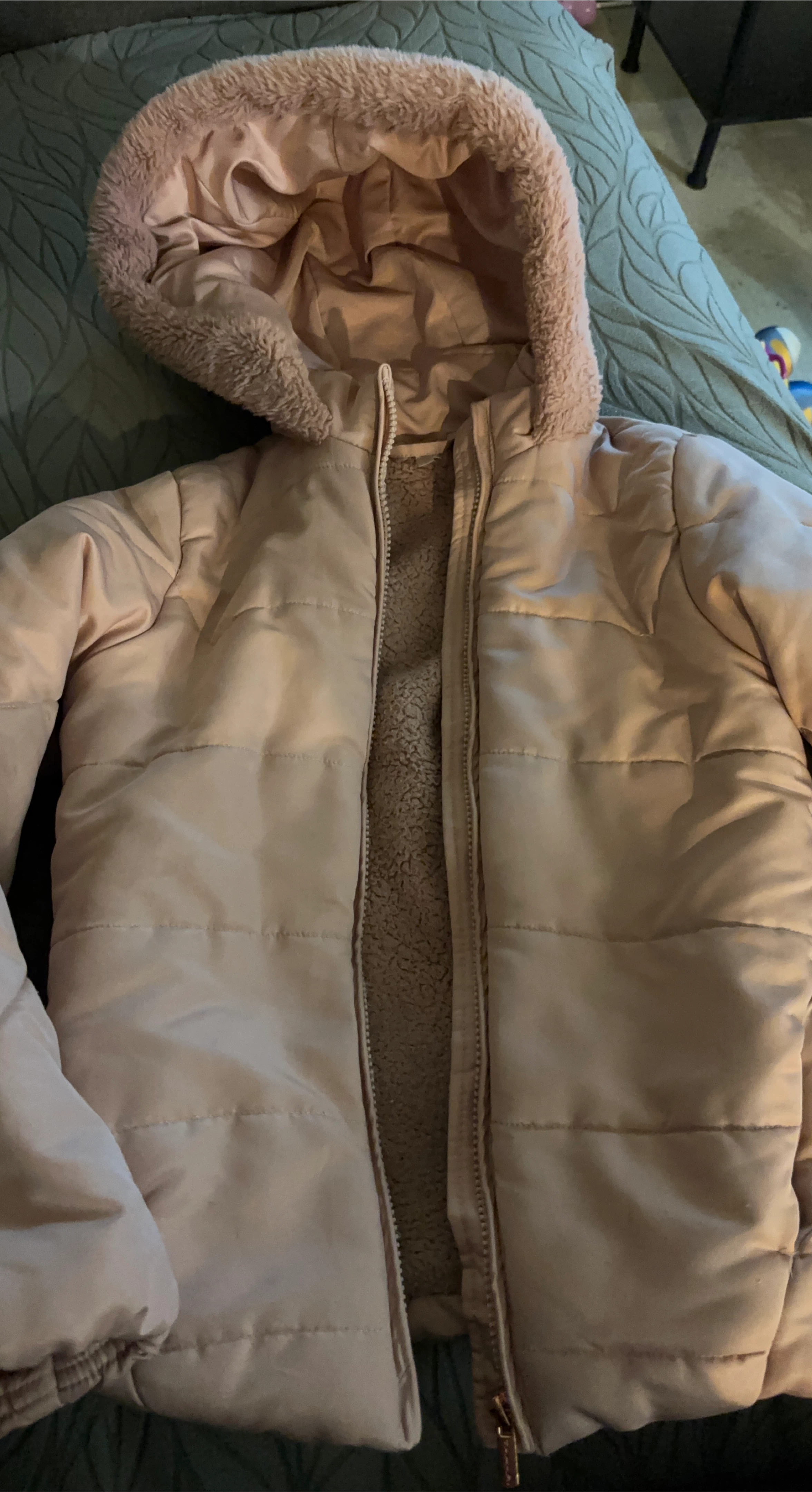 Tahari Girl Faux Fur Belted Puffer Jacket