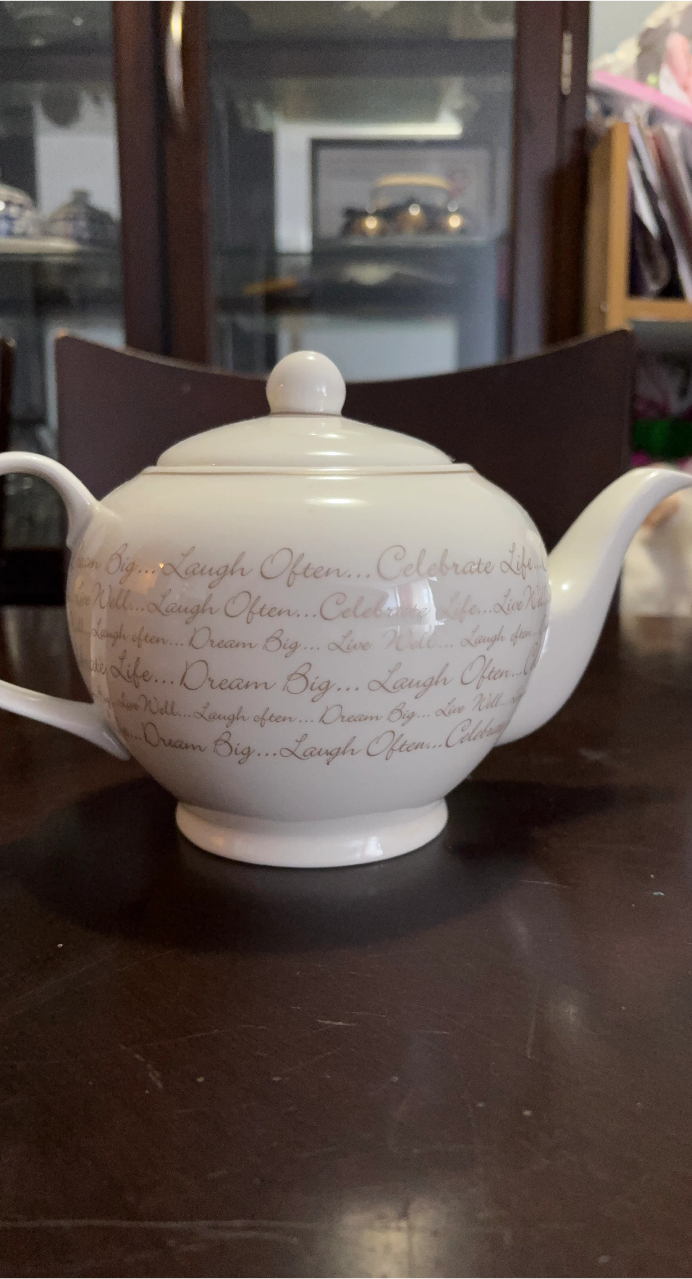 White Teapot with Inscription #cleanout