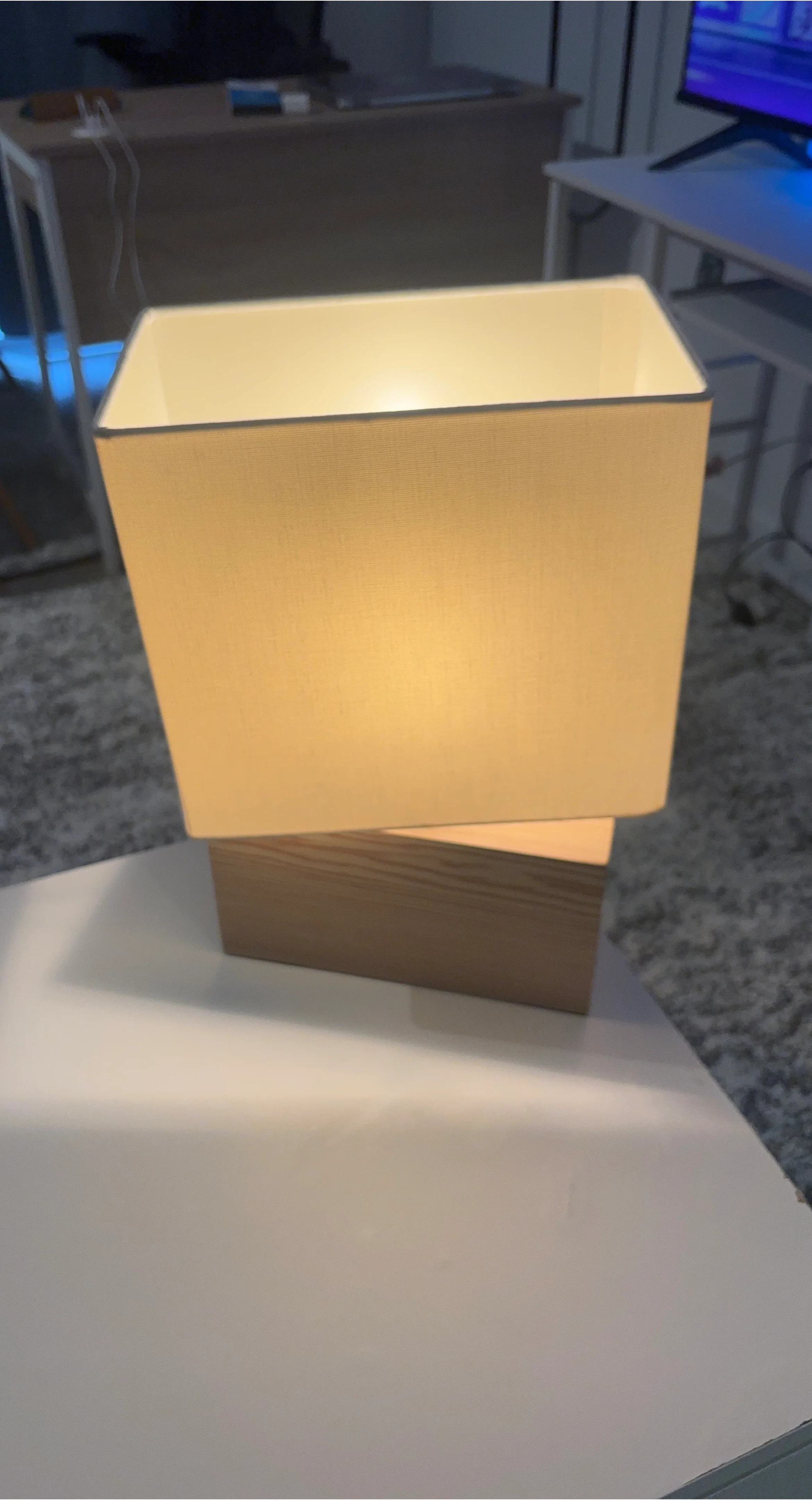 Modern Table Lamp with Wood Base