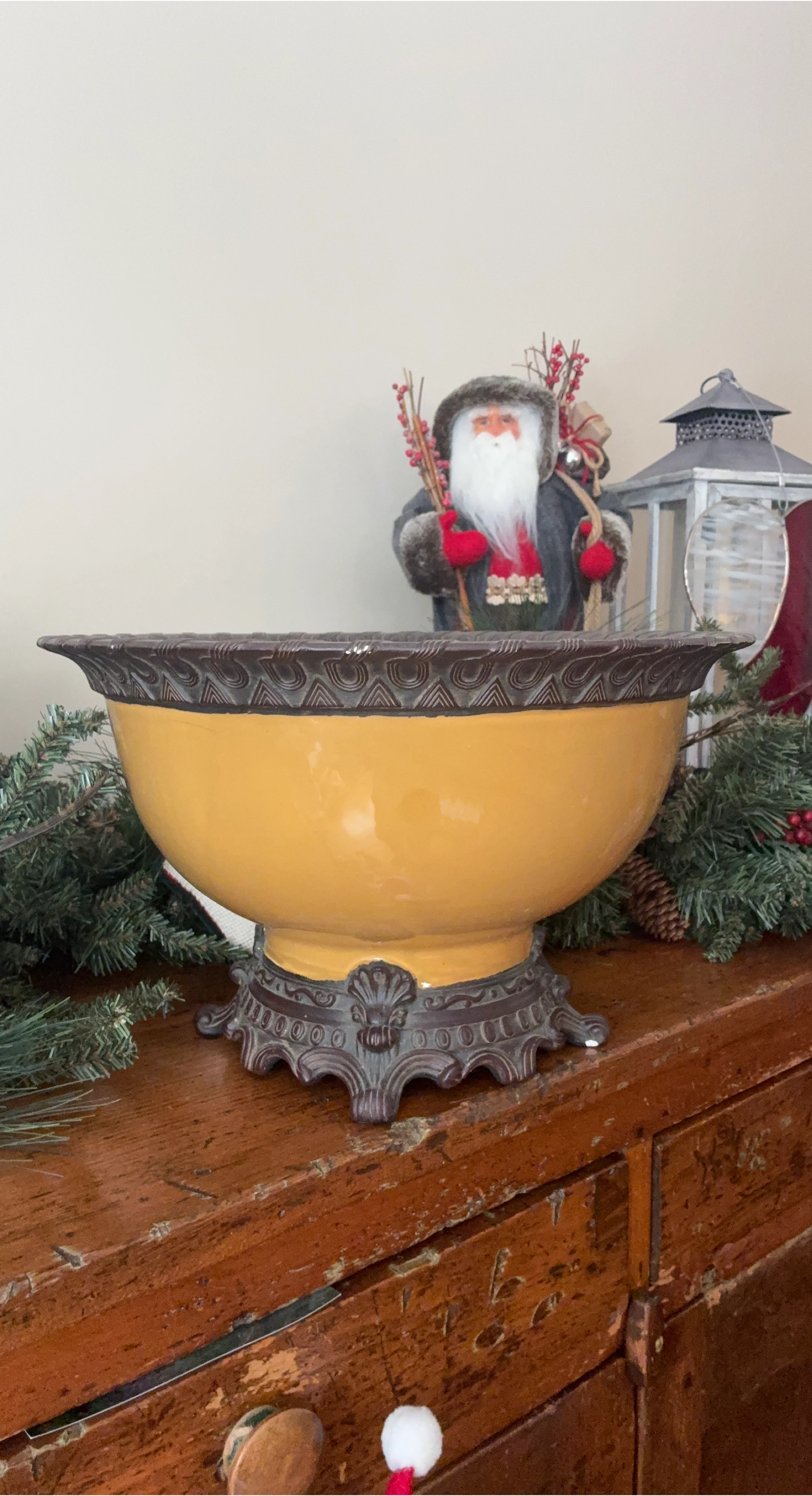 Decorative Yellow Bowl with Ornate Base