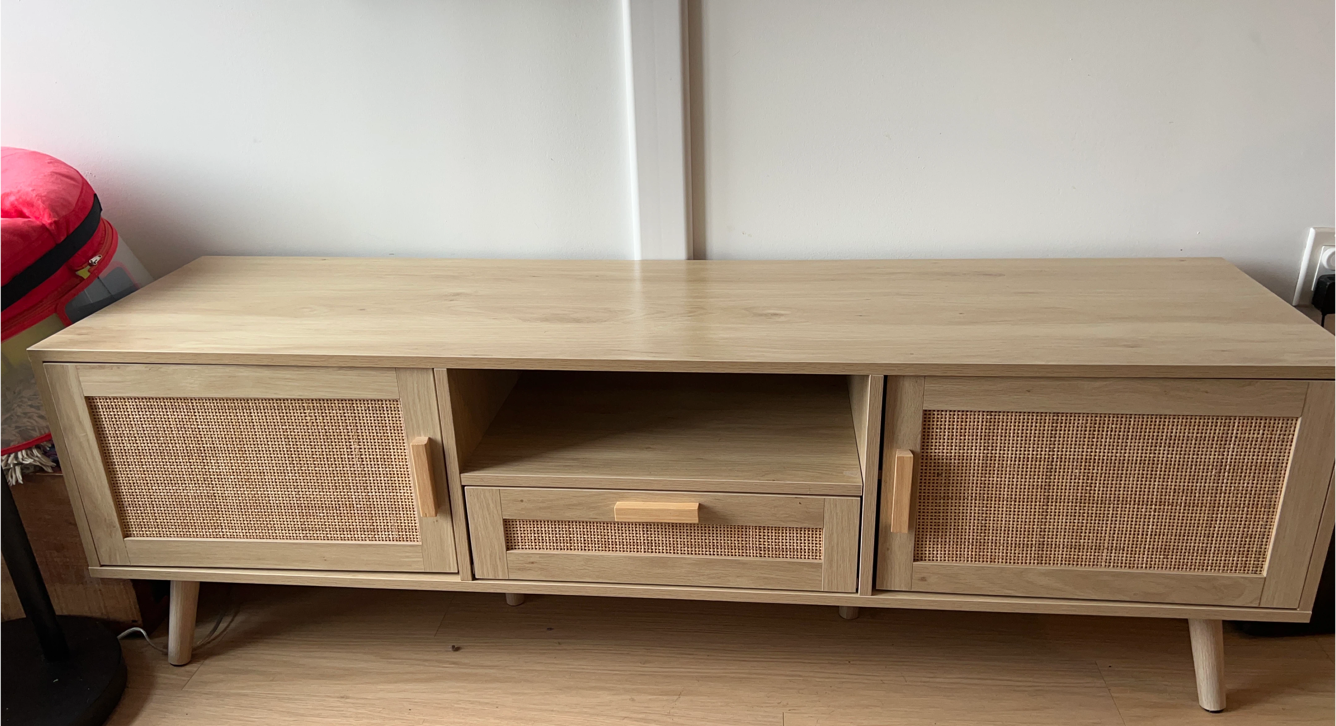 Rattan TV Stand Media Console Cabinet