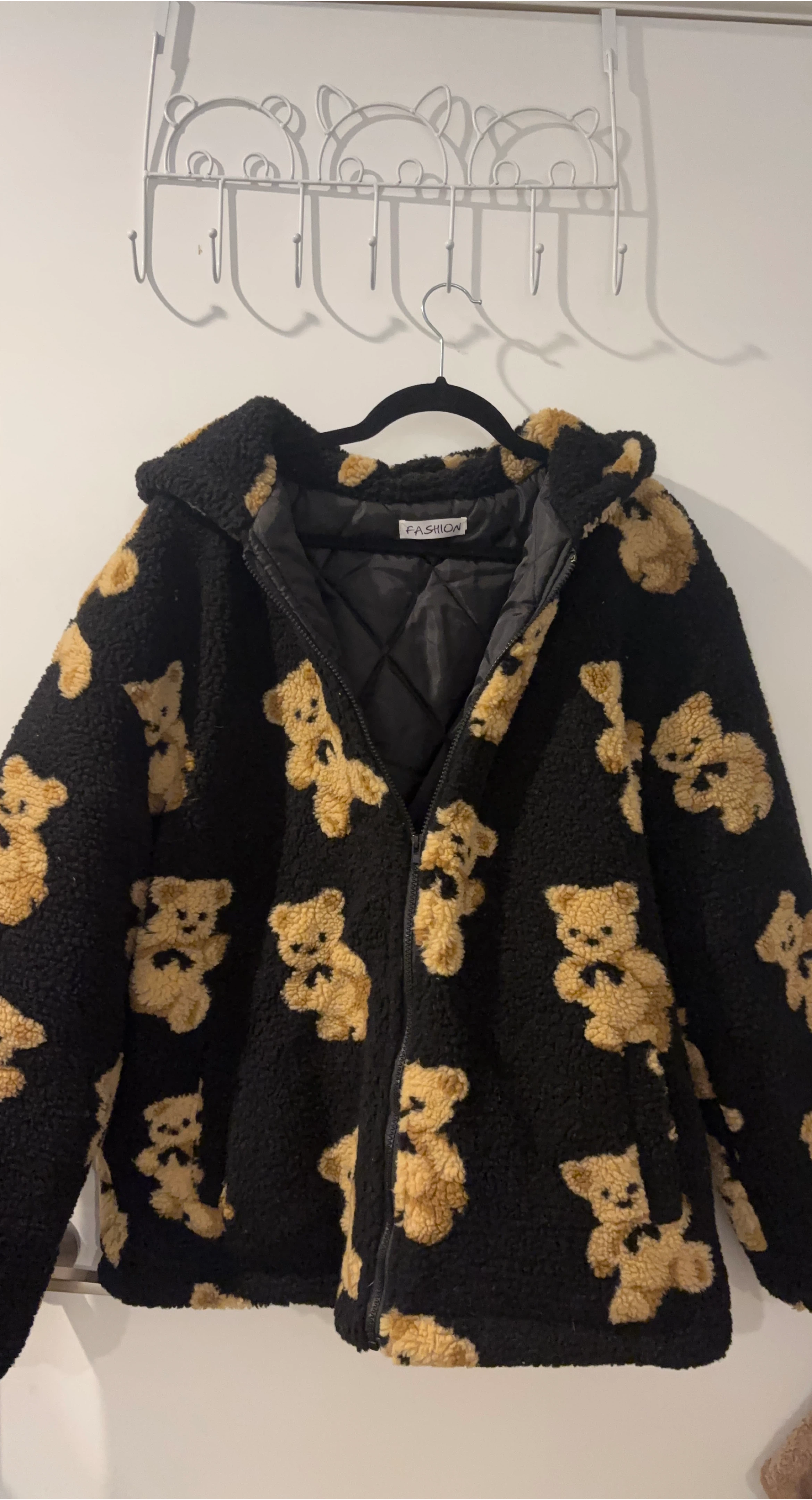 Fashion Teddy Bear Print Hooded Jacket