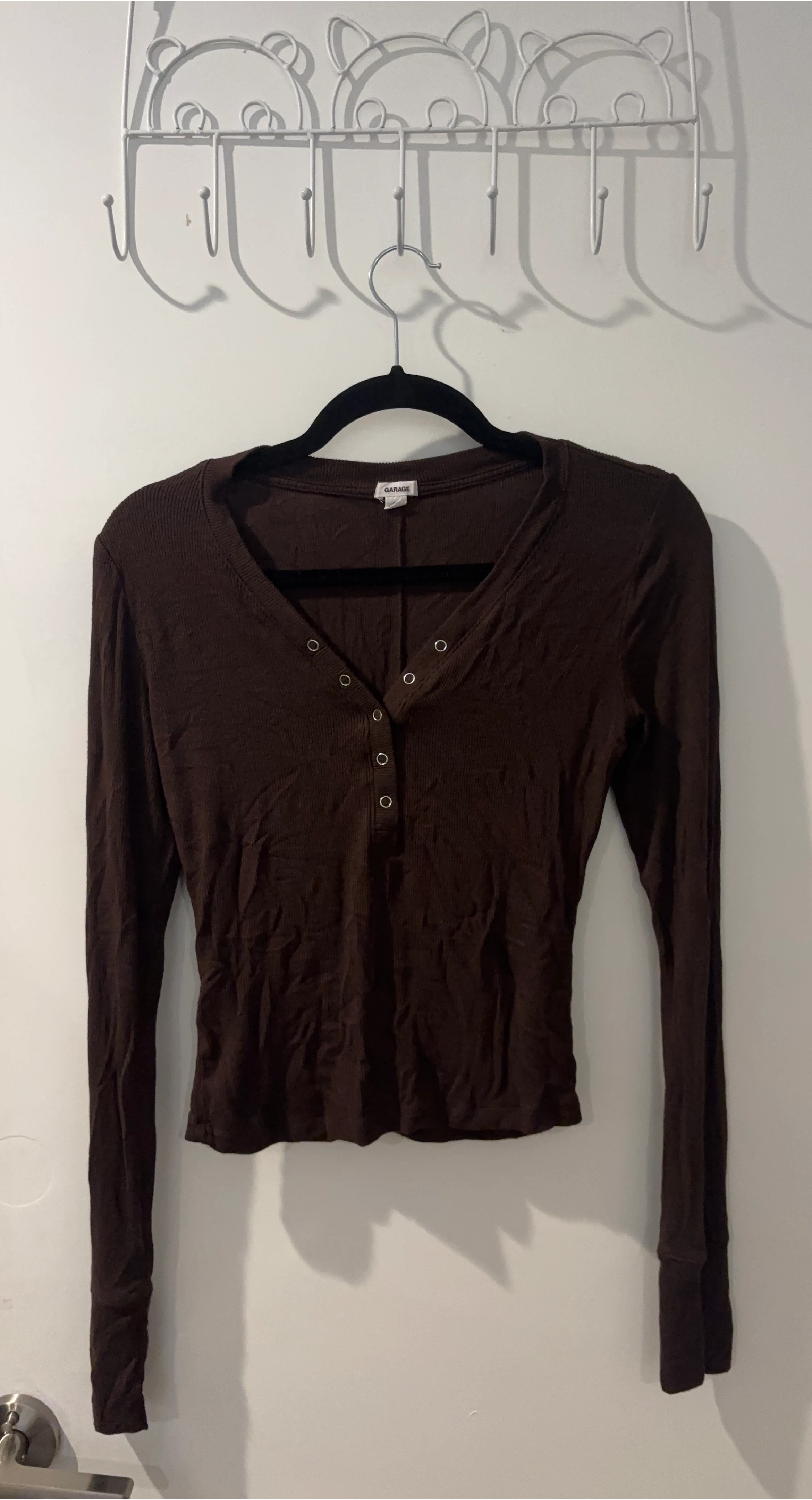 Garage Brown Long Sleeve Top - Size Small