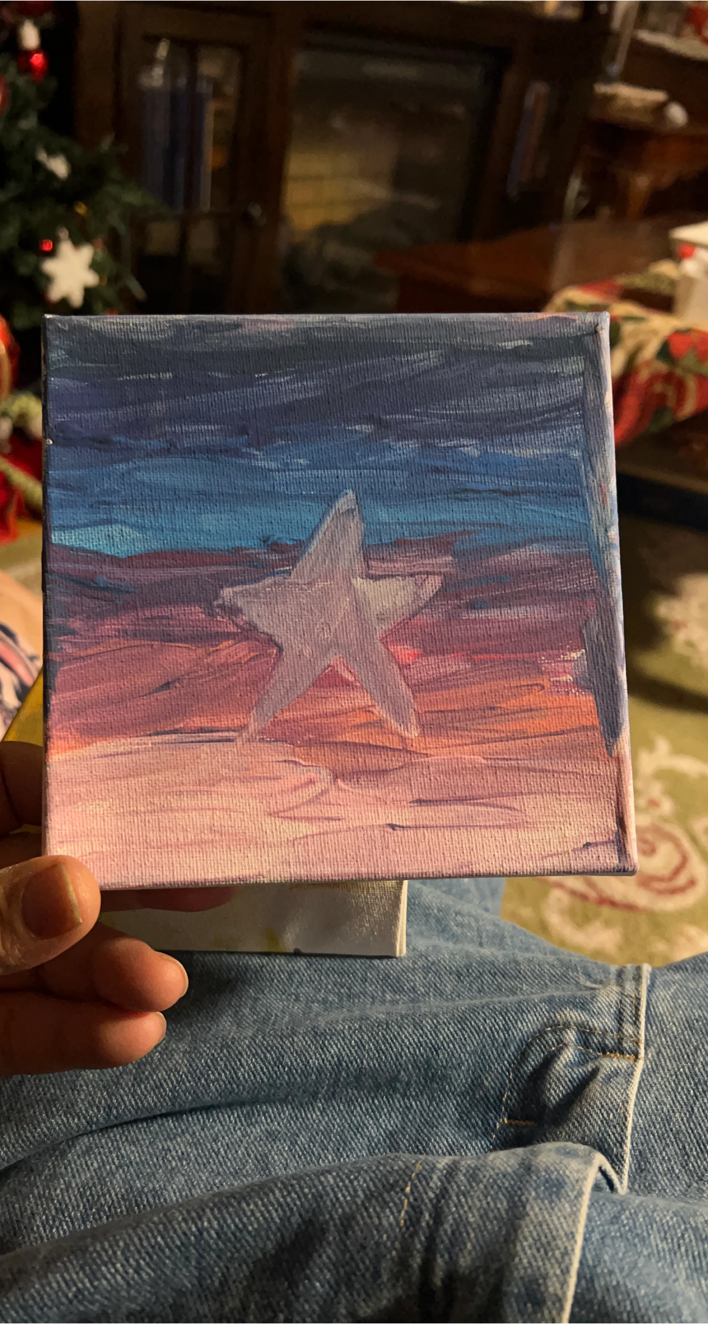 Hand-Painted Star Canvas Art