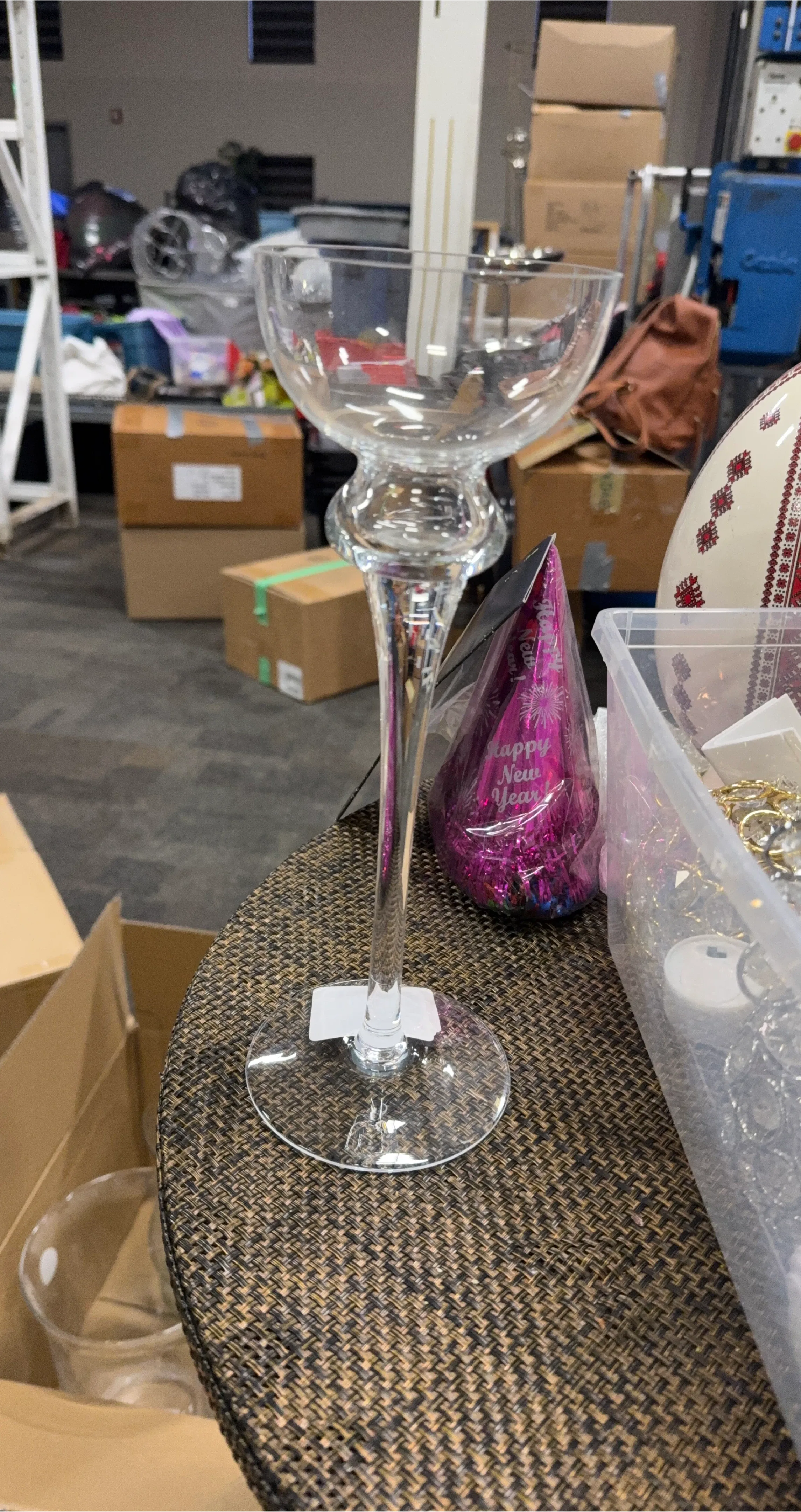 Tall Clear Glass Compote Vase