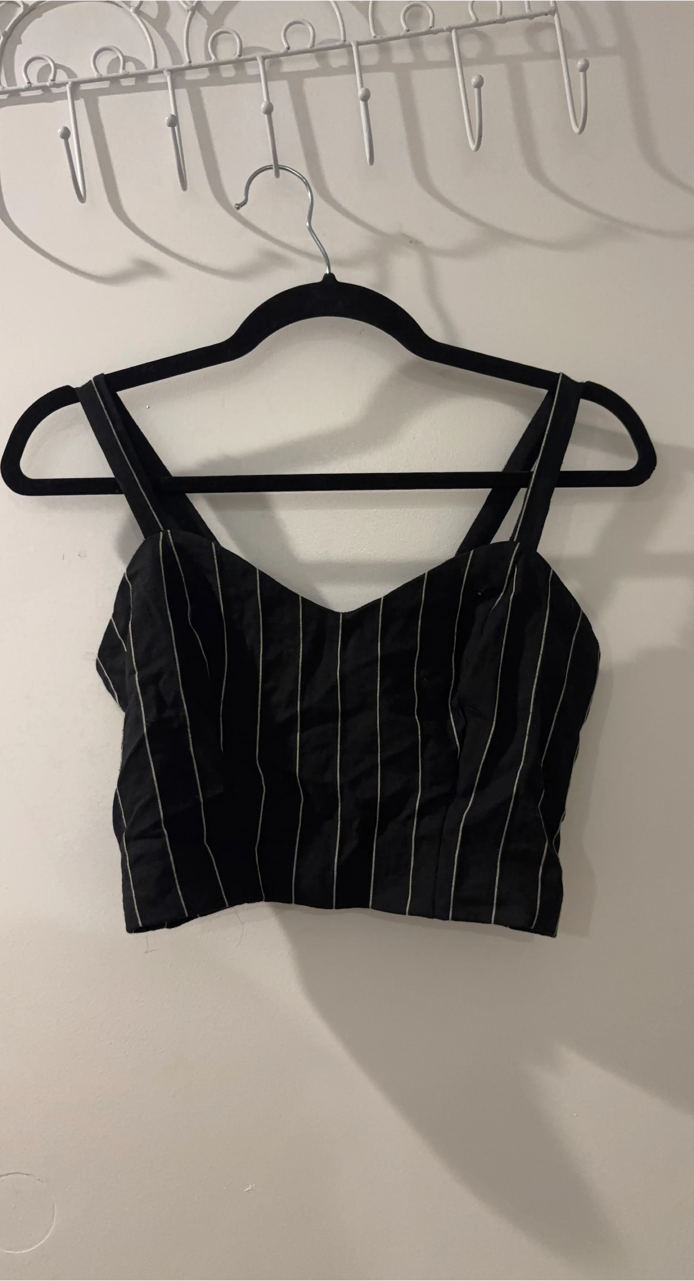DYNAMITE Striped Crop Top - Black & White