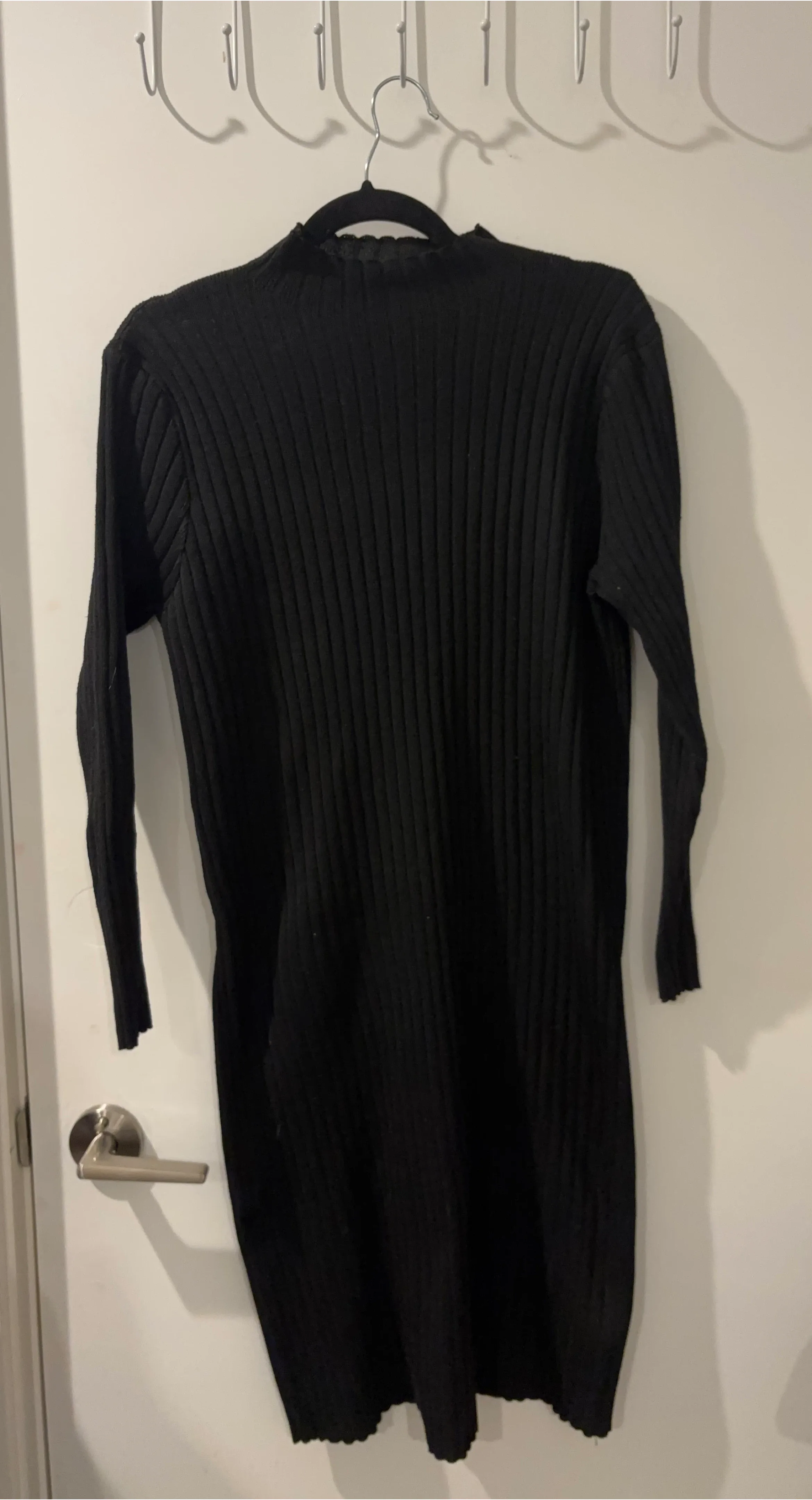 Thin Black Ribbed Knit Dress