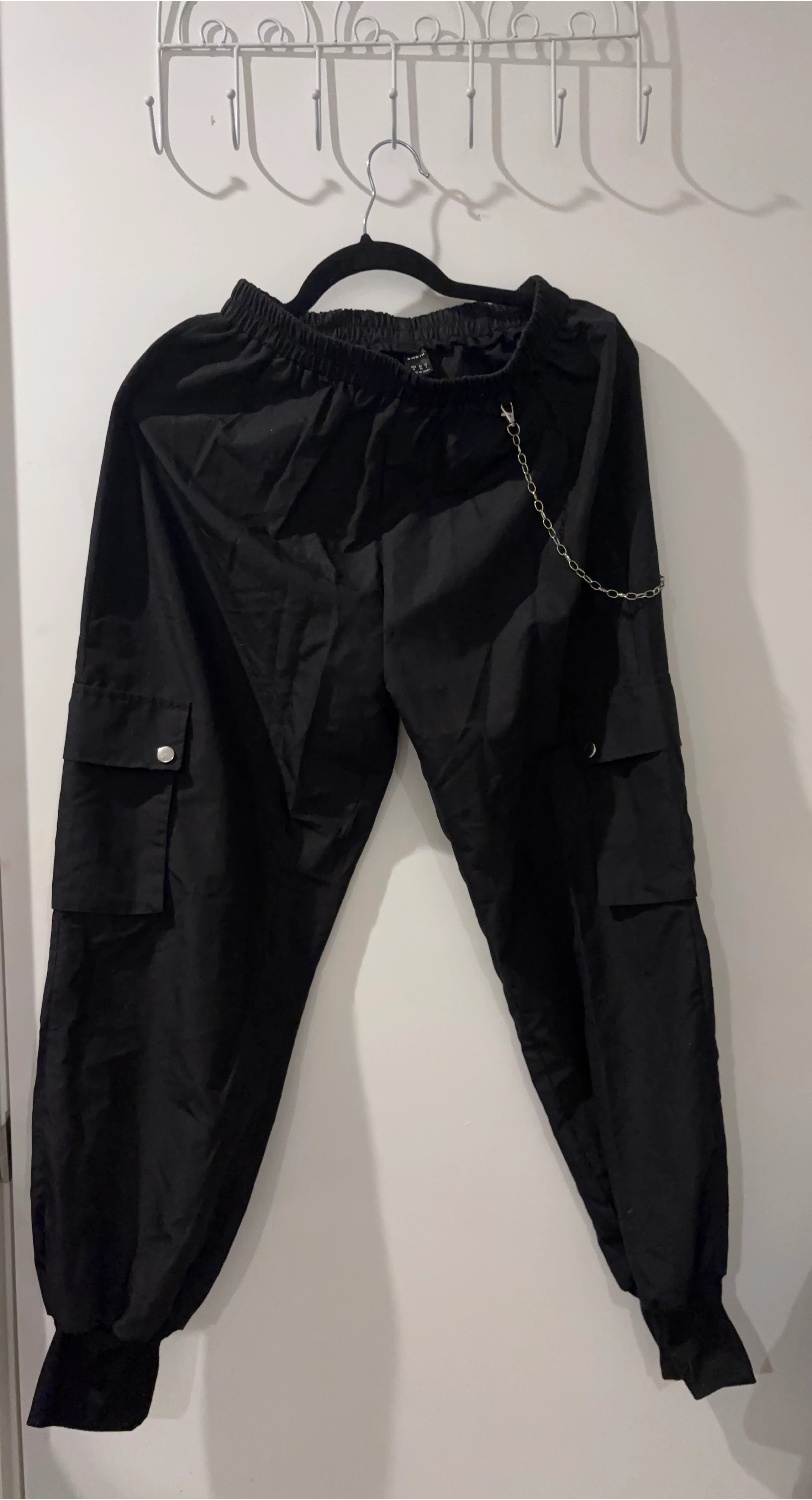 Shein Black Cargo Pants with Chain