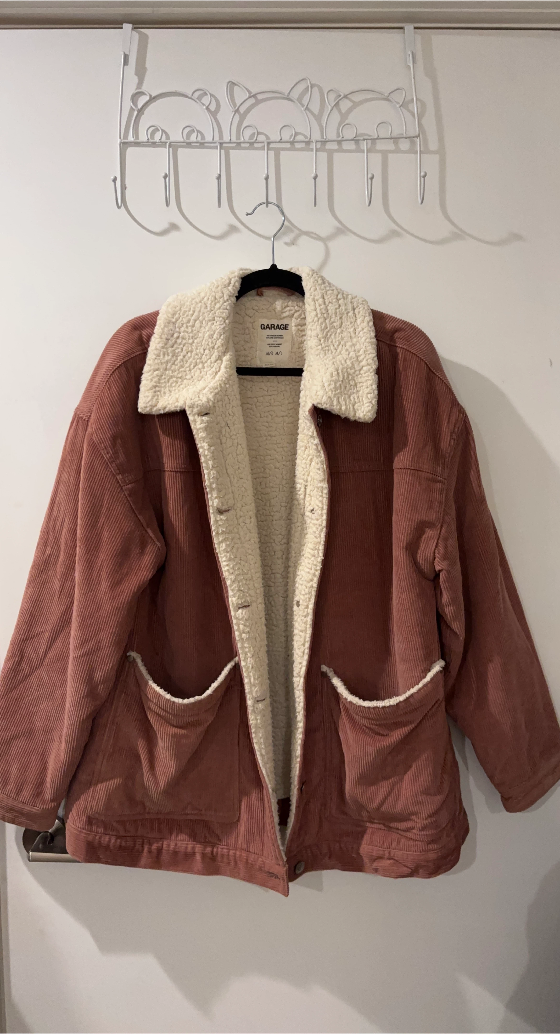 Garage Corduroy Sherpa Pink Jacket - Size M/L
