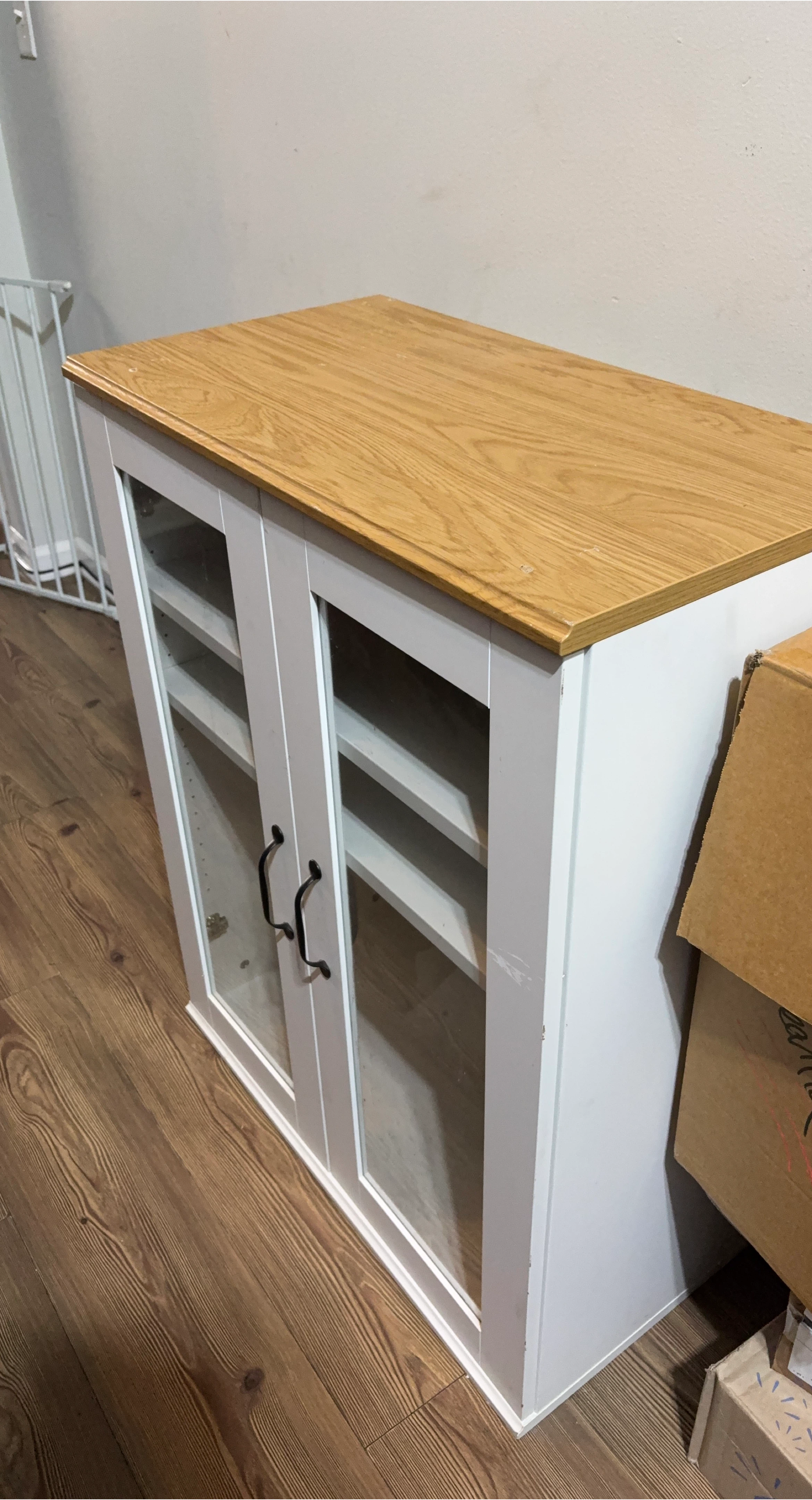 White Cabinet with Glass Doors