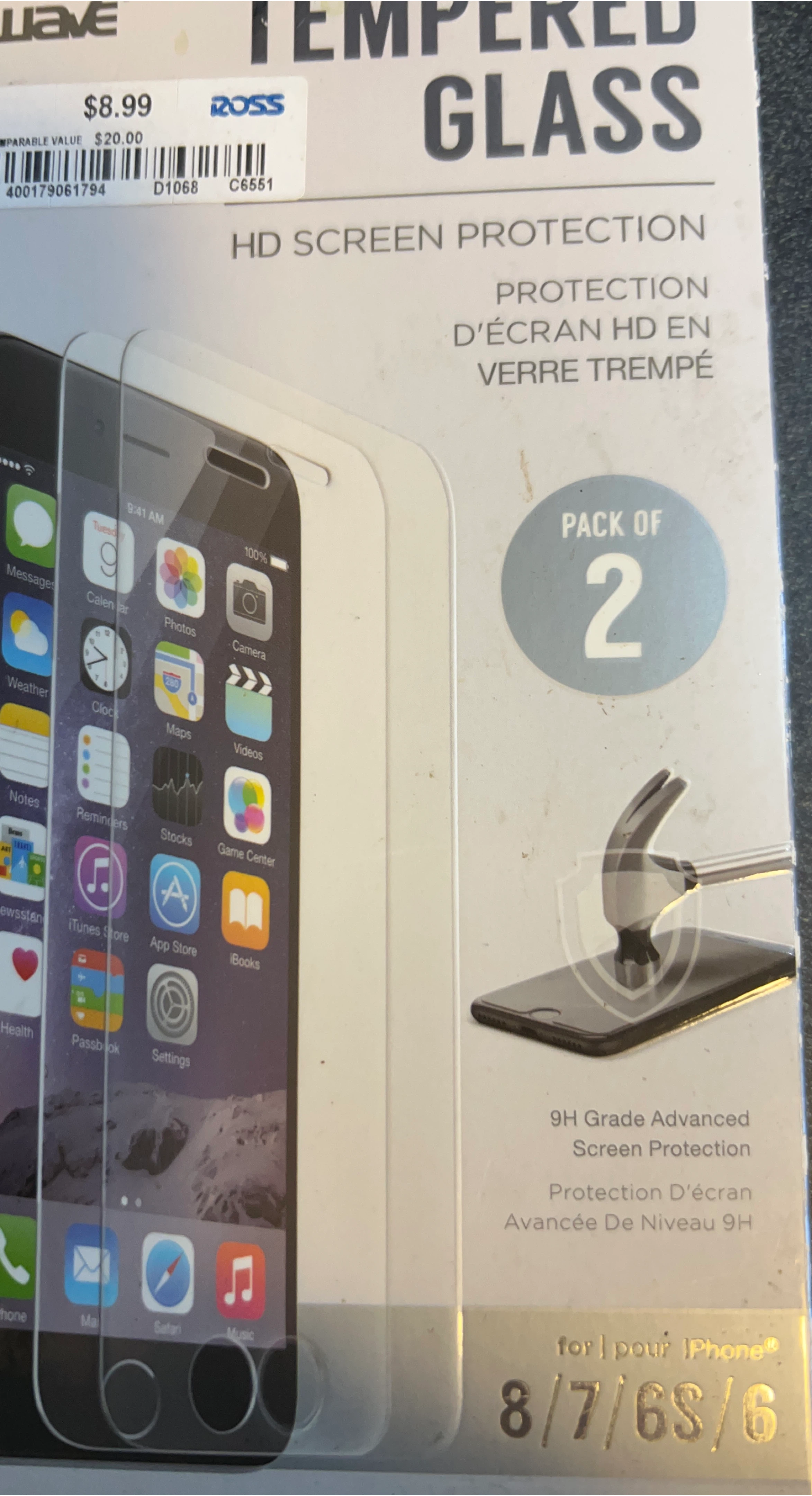 iWave Tempered Glass Screen Protector - iPhone 8/7/6S/6