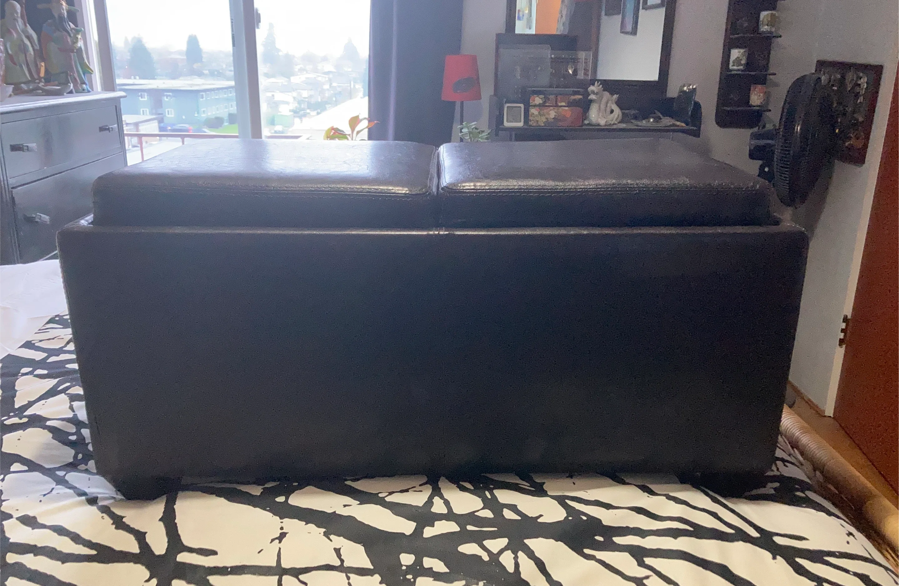 Storage Ottoman with Removable Trays - Black