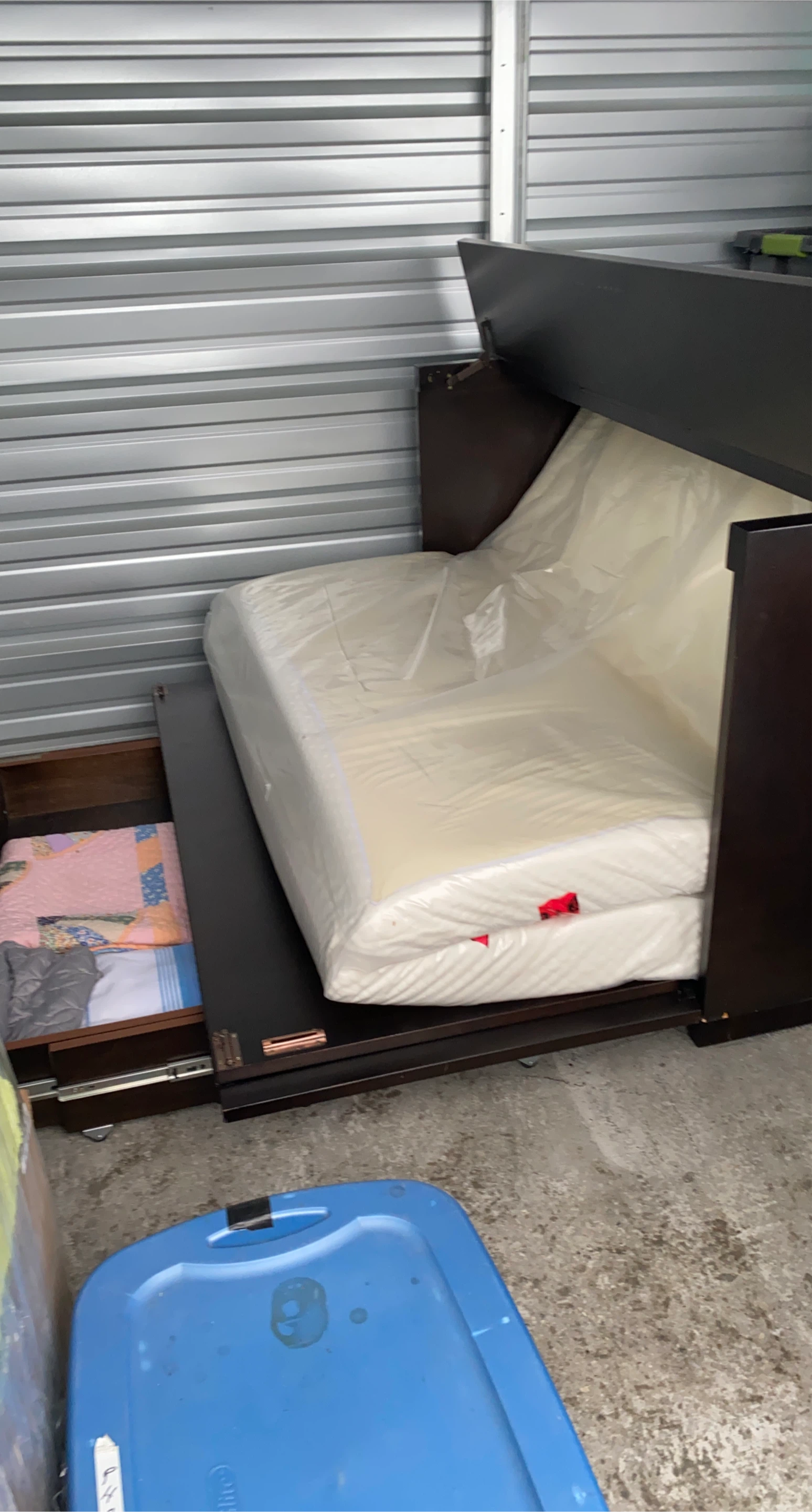 Dark Brown Murphy Bed with Mattress