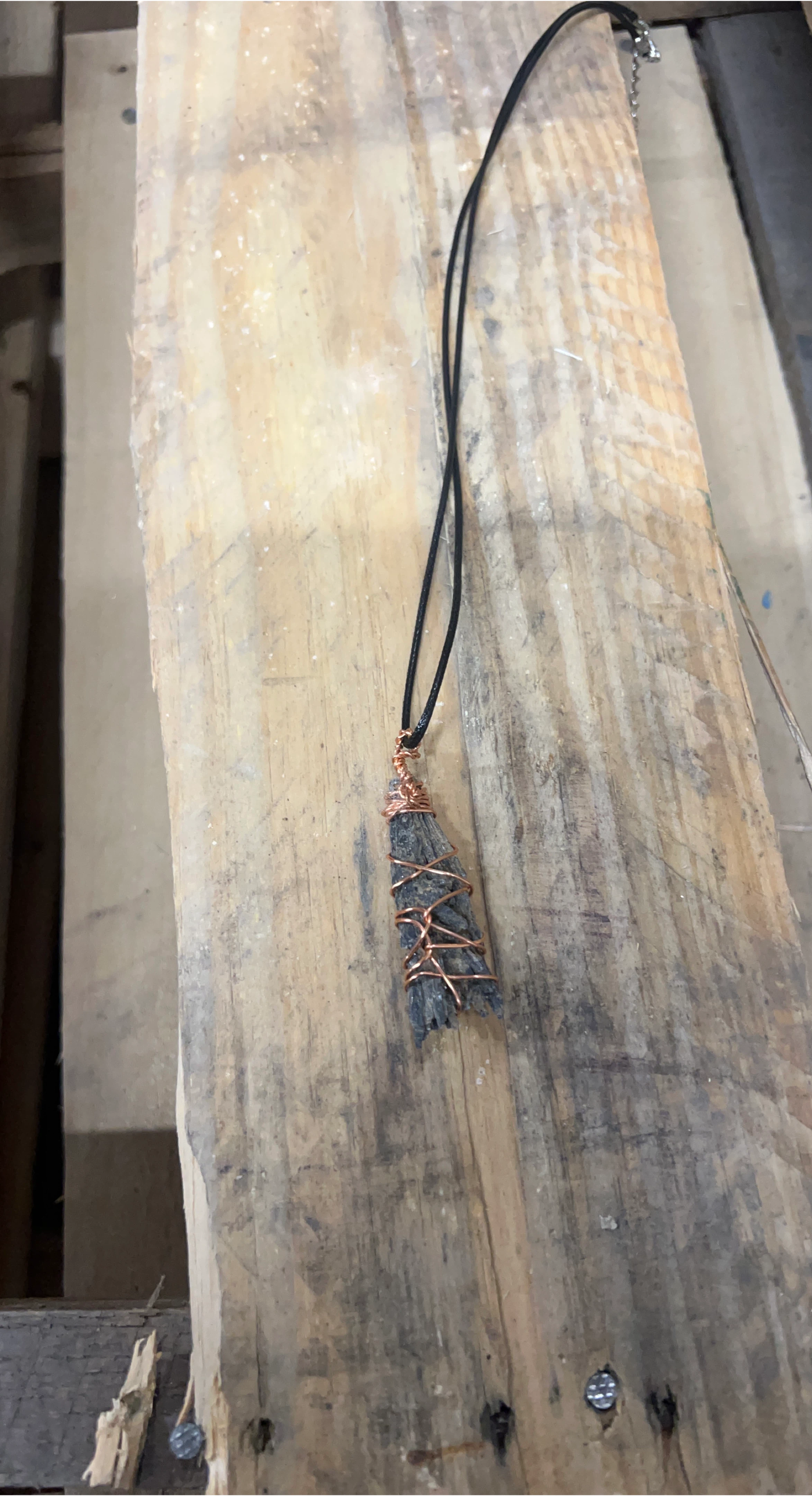 Handmade Kyanite Copper Wire Wrapped Necklace