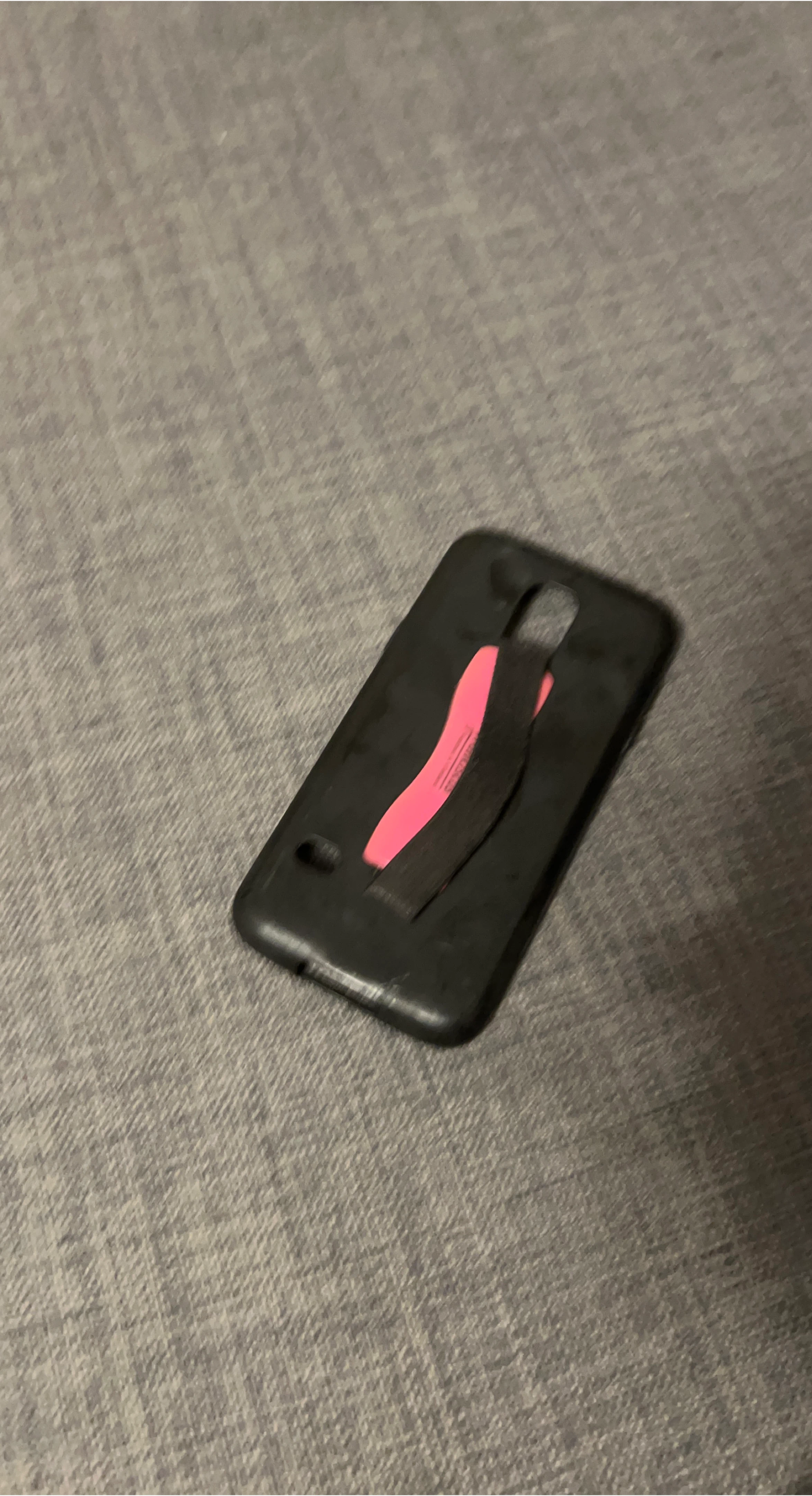 Black Phone Case with Pink Strap