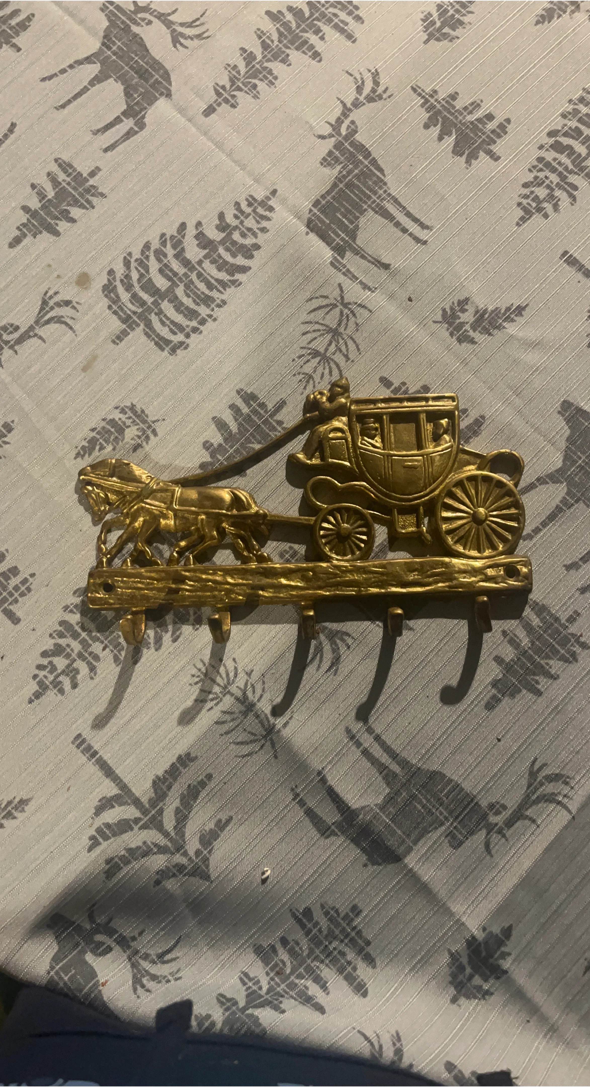 Vintage Brass Stagecoach Key Holder