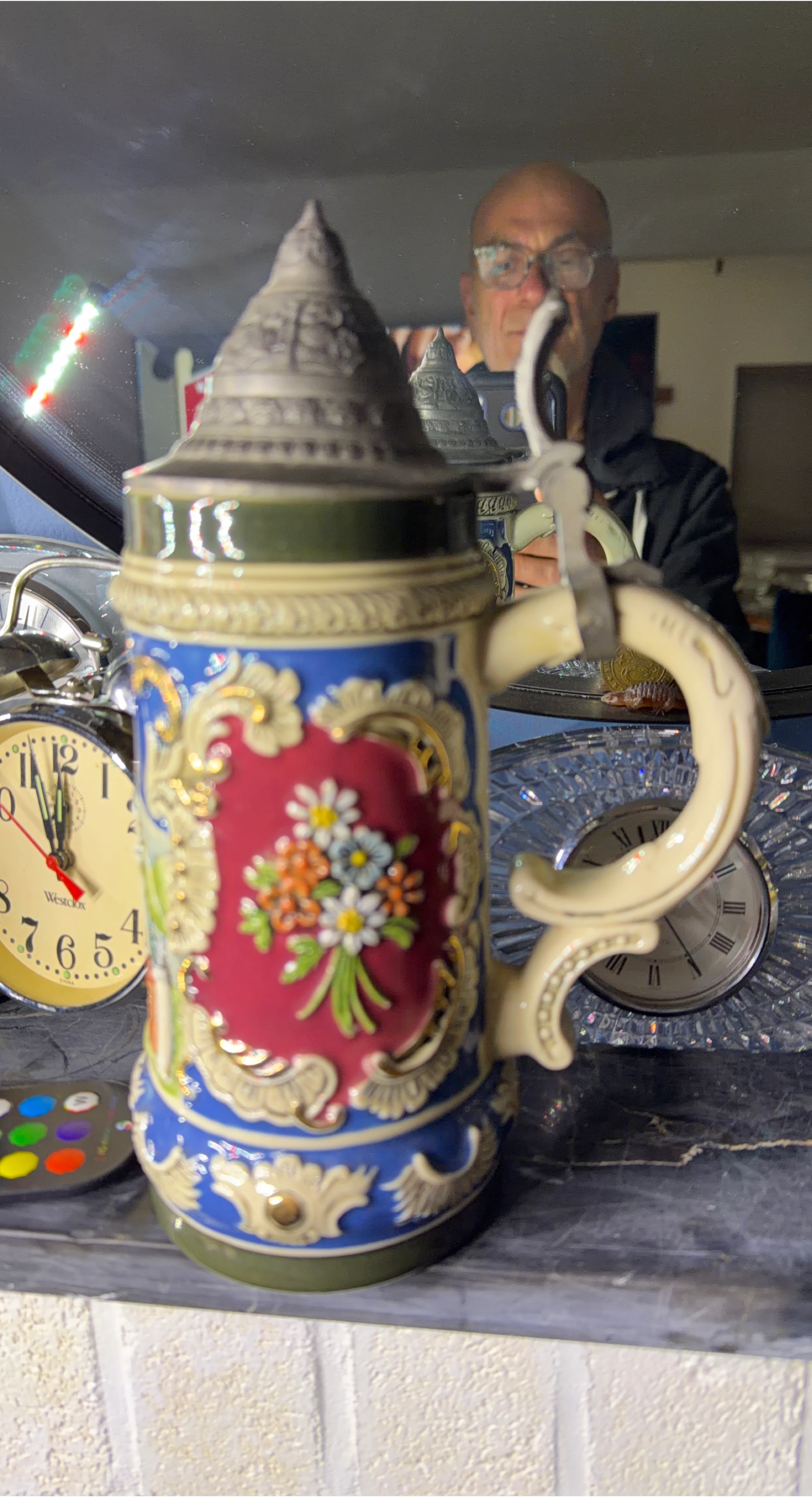 Vintage German Beer Stein with Pewter Lid