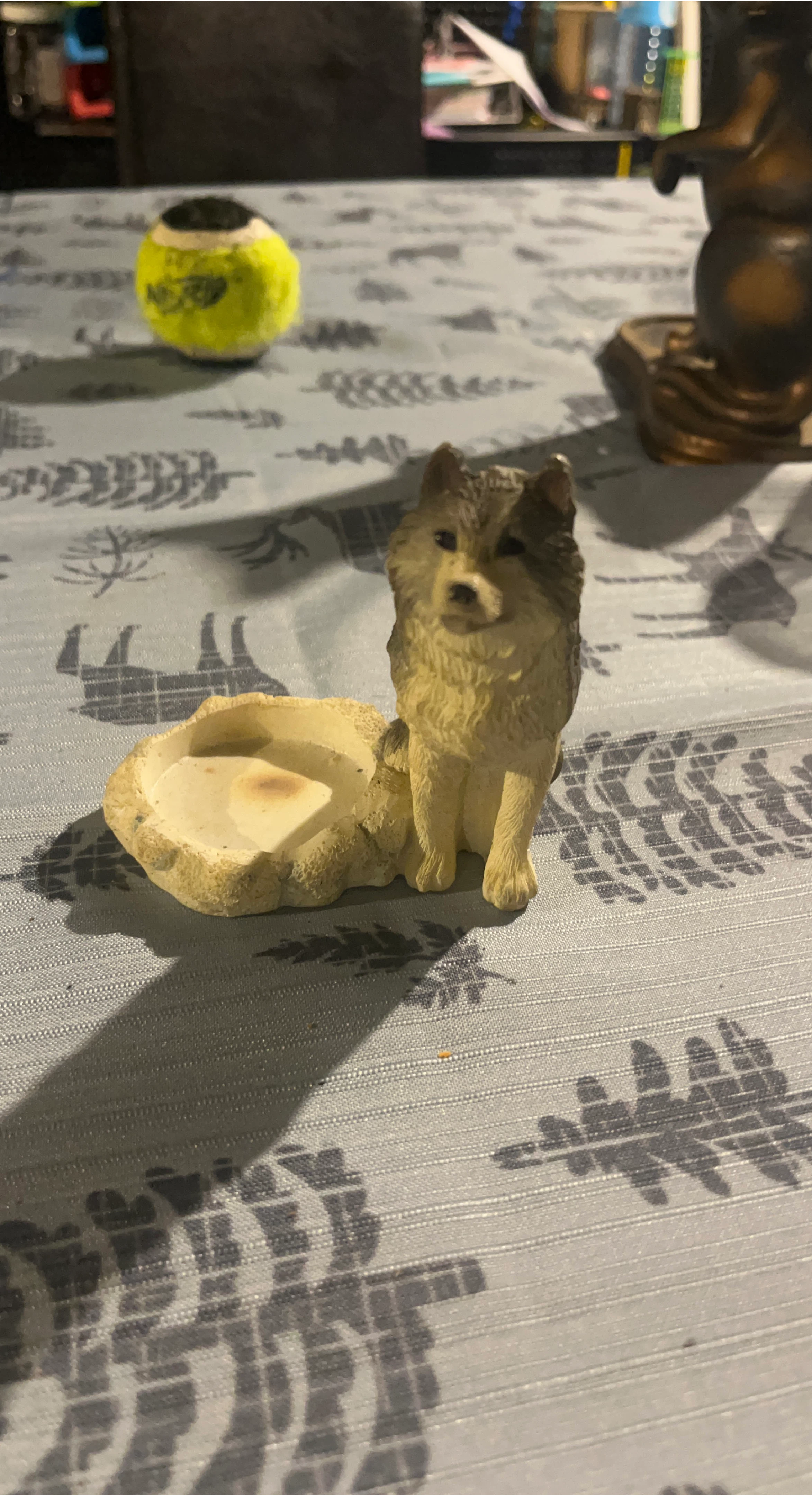 Dog Figurine with Bowl