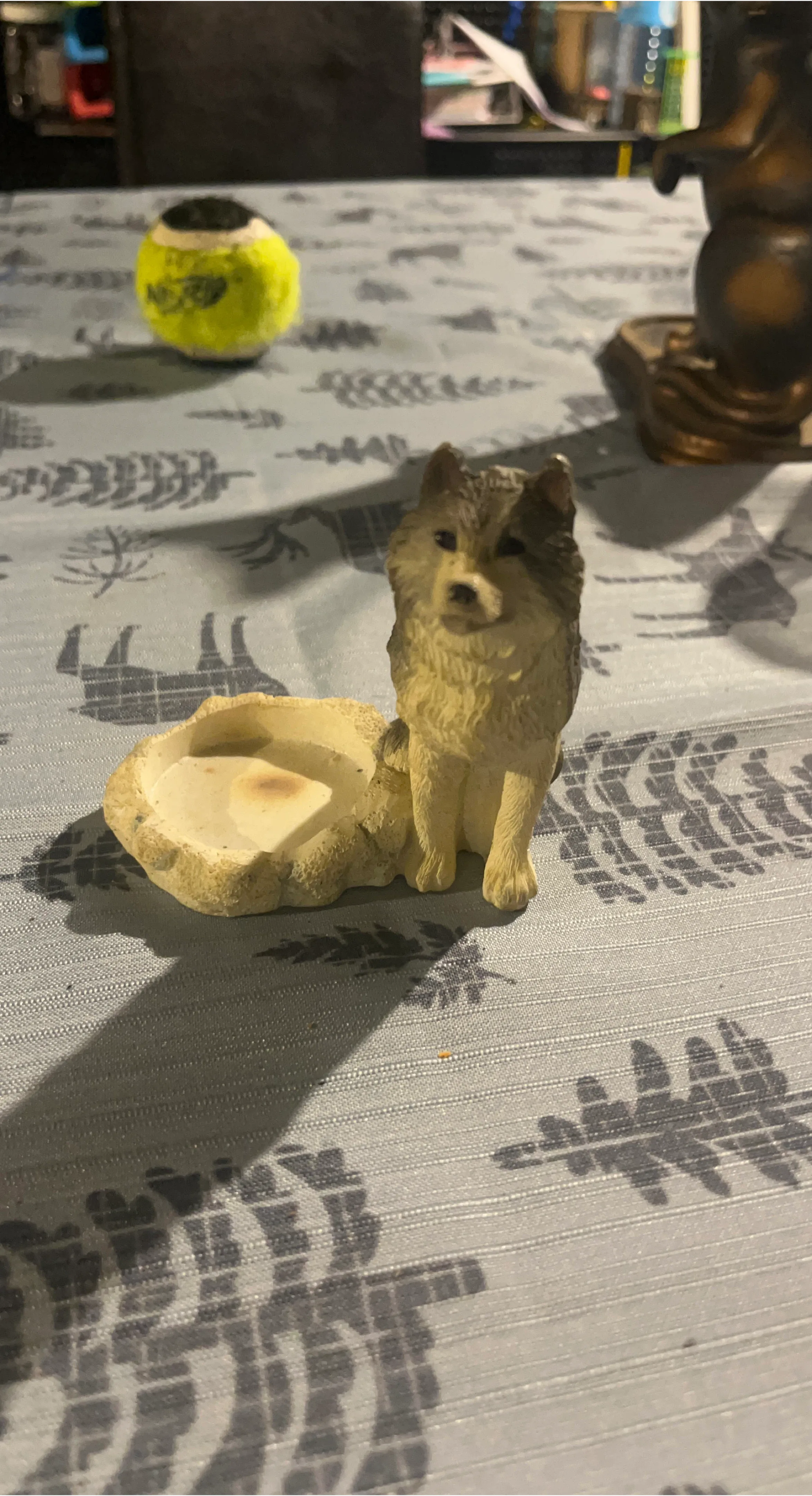 Dog Figurine with Bowl