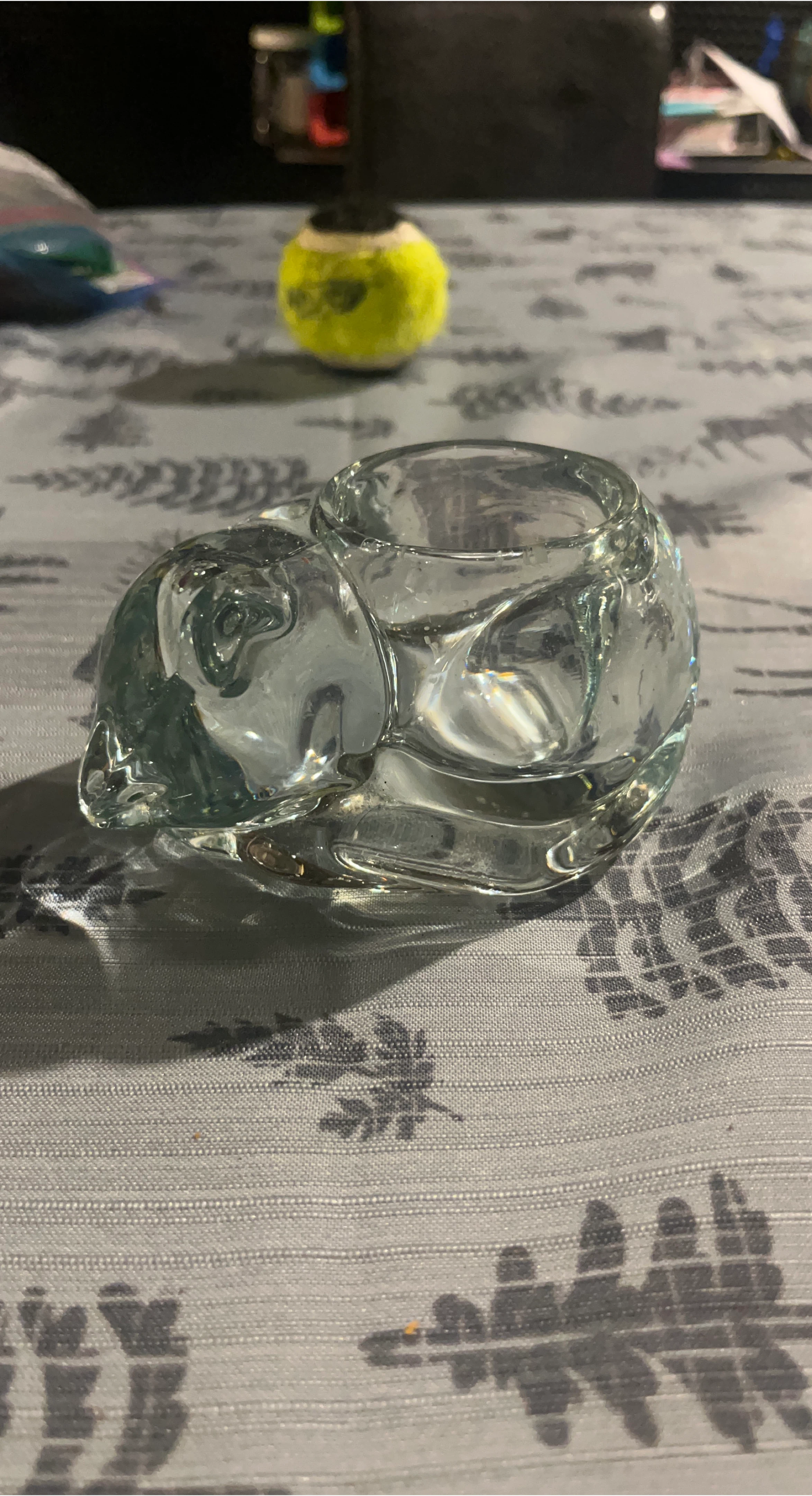 Clear Glass Cat Candle Holder
