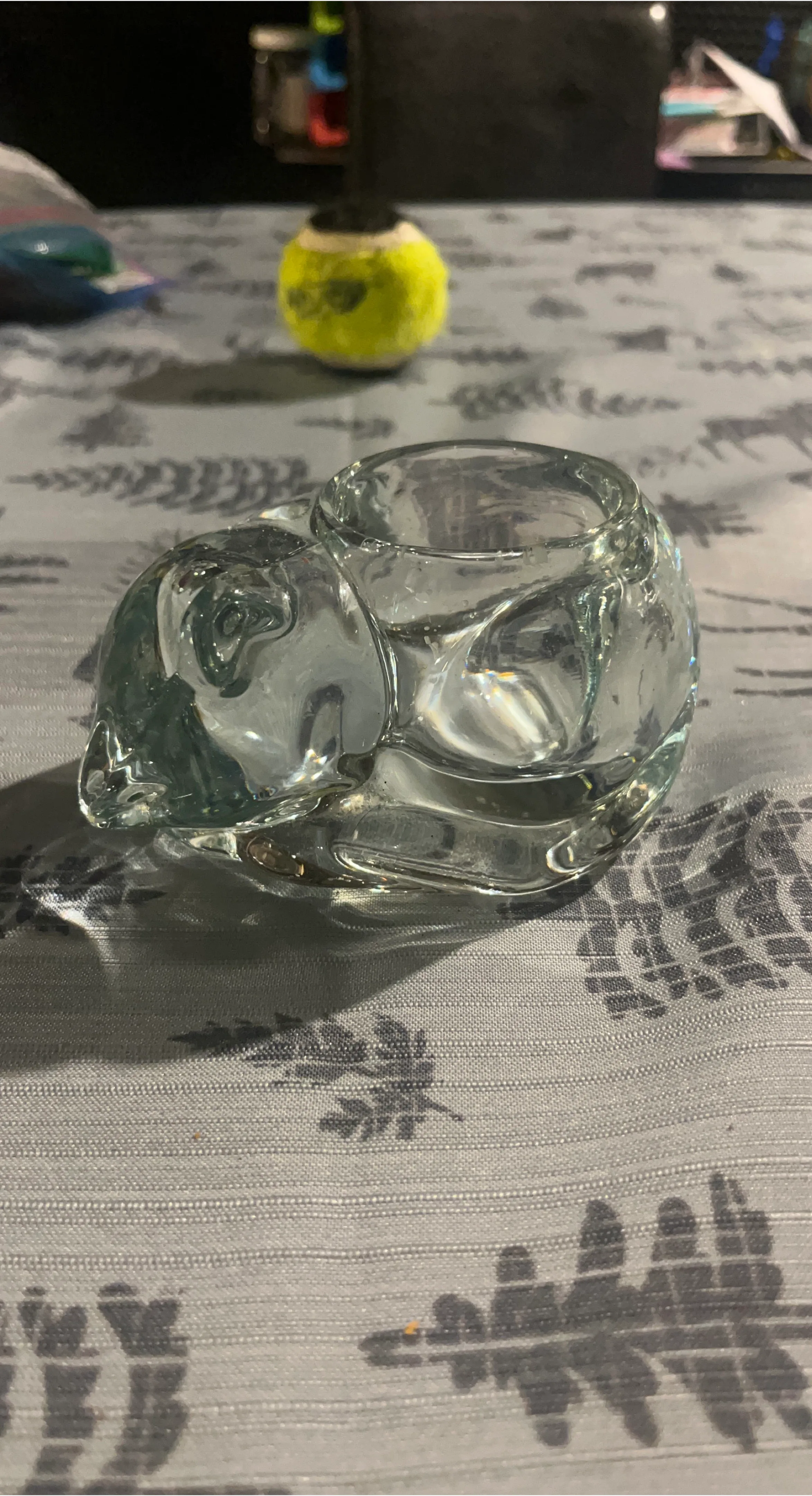 Clear Glass Cat Candle Holder