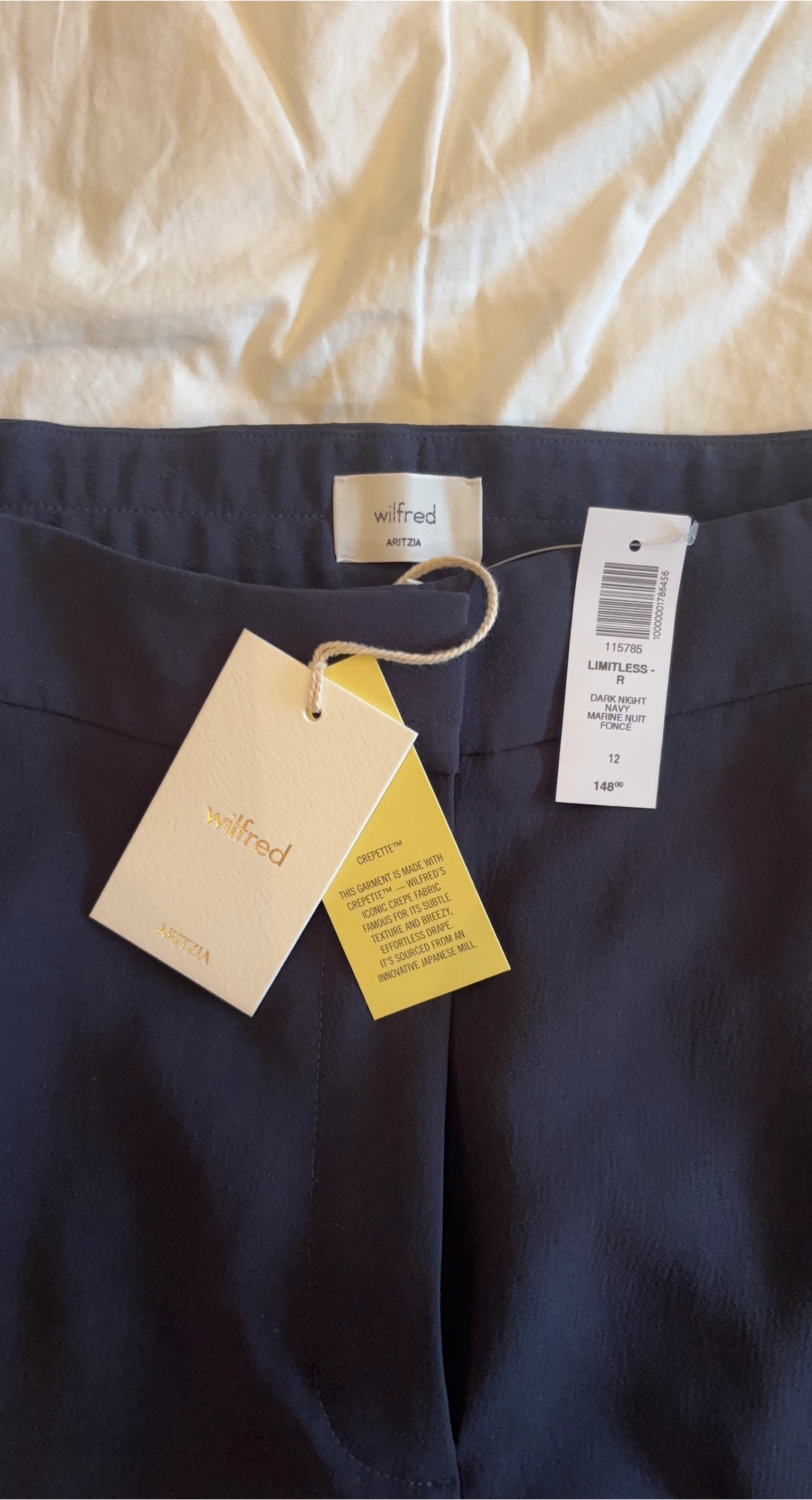 Wilfred Aritzia Limitless Pants - Size 12, Dark Night Navy
