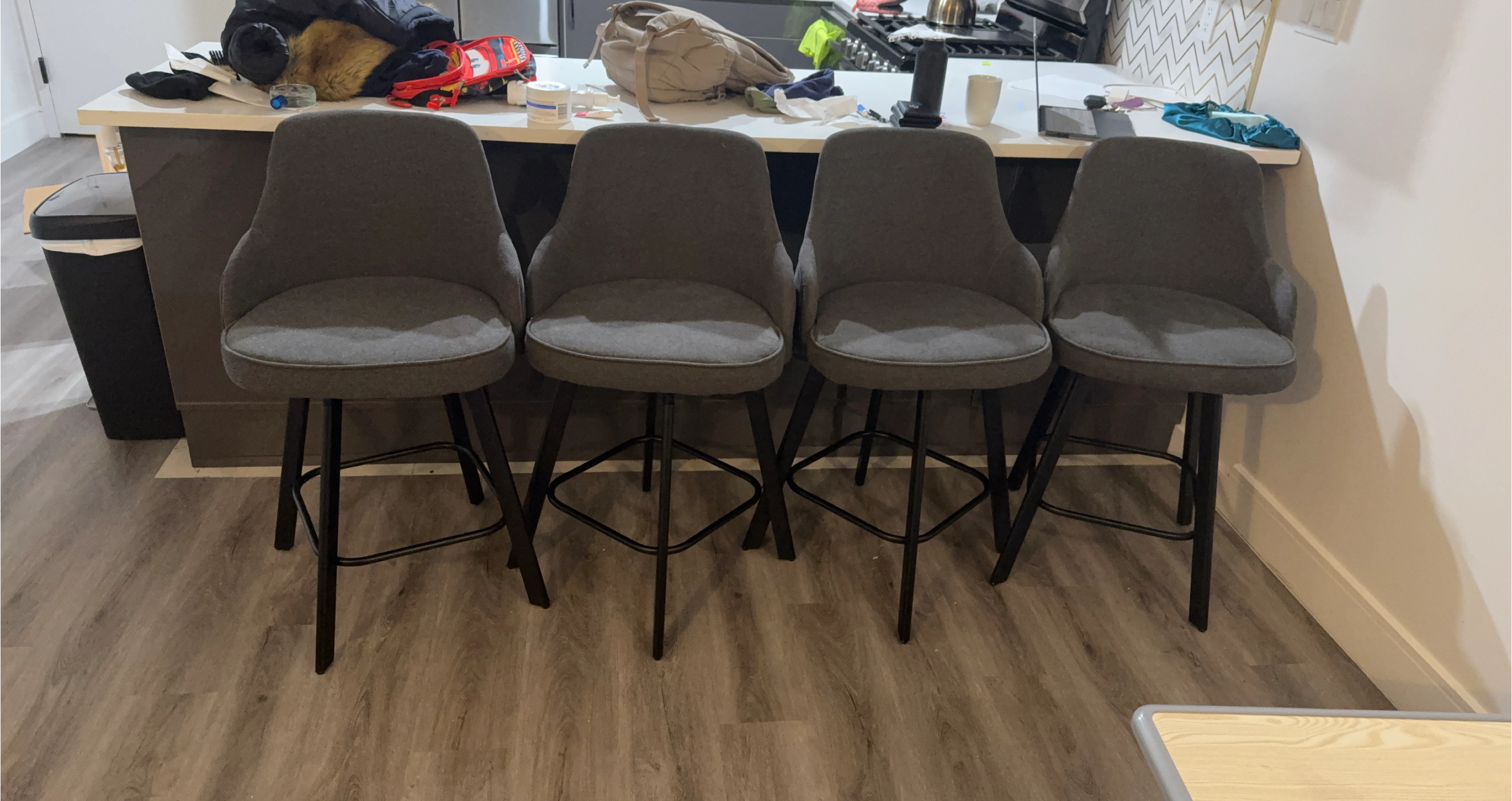 Set of 4 Gray Swivel Bar Stools
