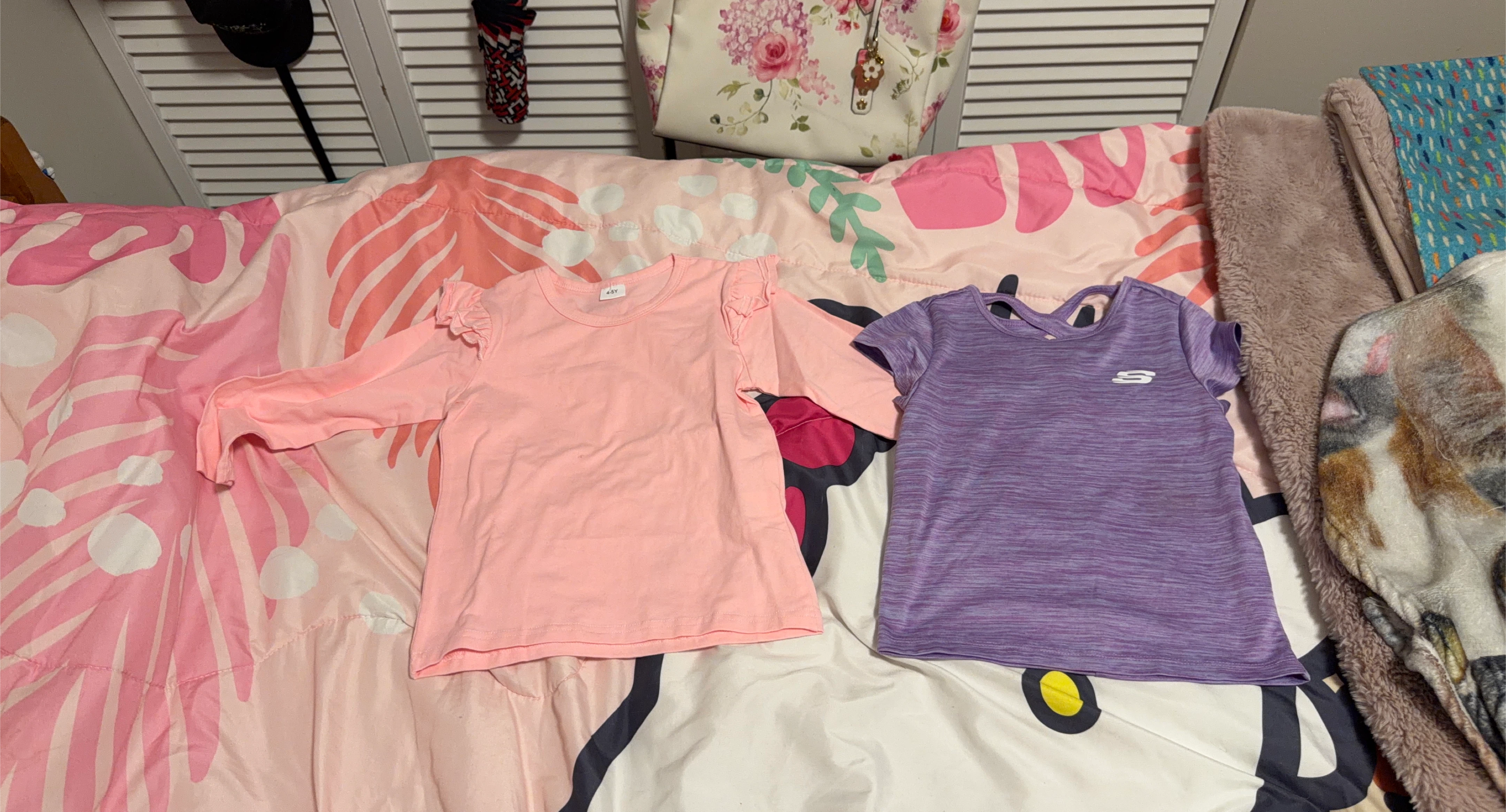 Girls' Pink Long Sleeve & Skechers Purple Top, Size 4-5Y