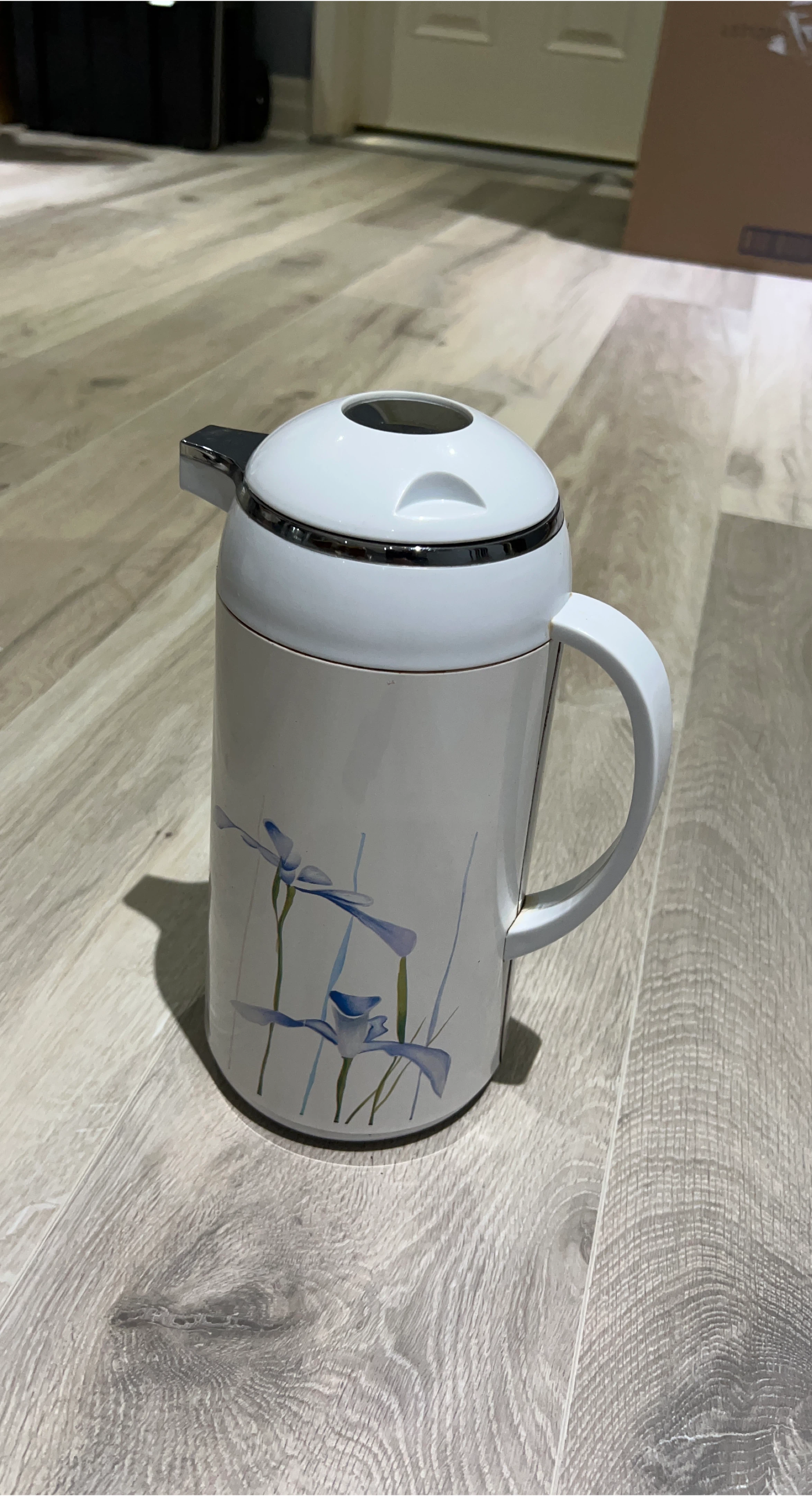 White Thermal Carafe with Floral Design