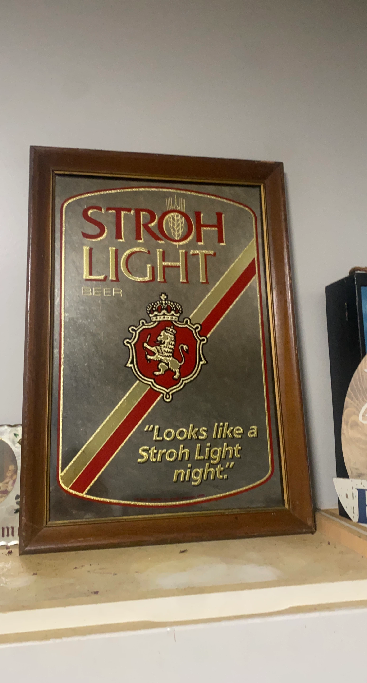 Stroh Light Beer Mirror Sign