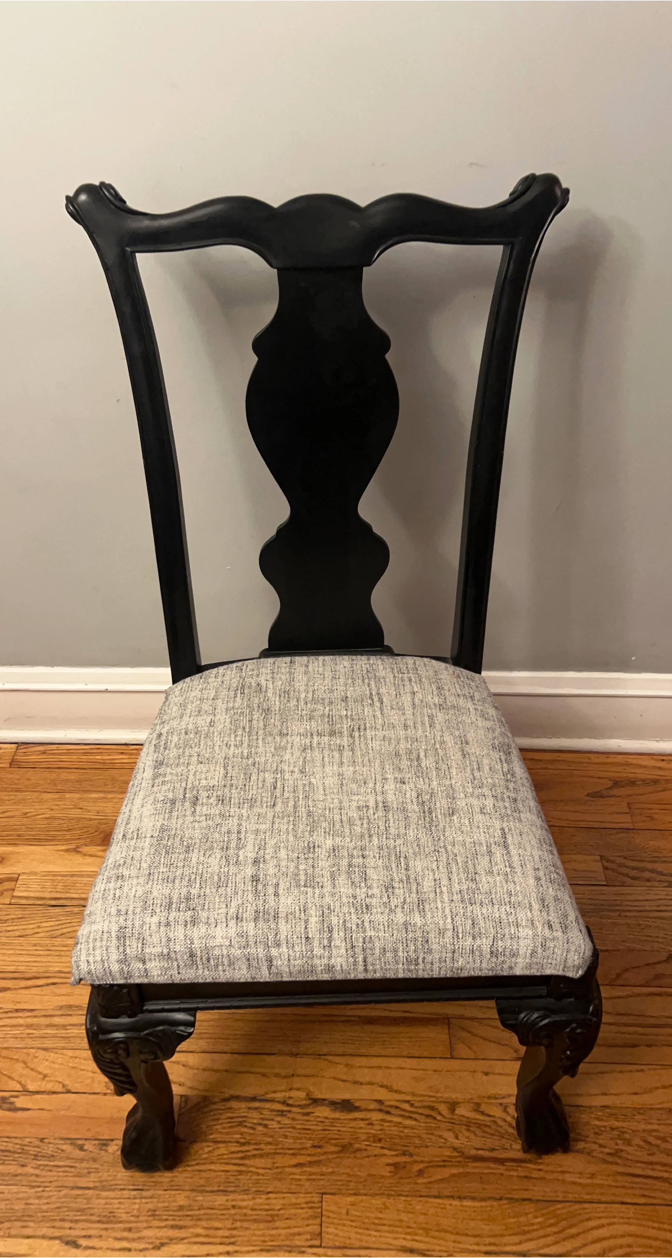 Black Accent Chair with Gray Upholstery