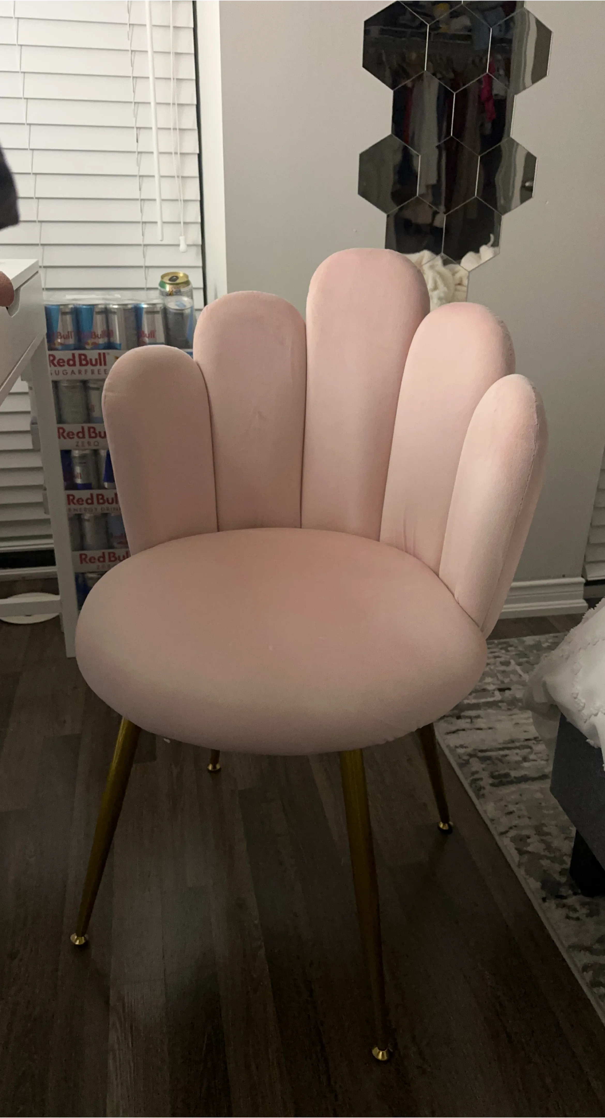 Pink Velvet Accent Chair with Gold Legs