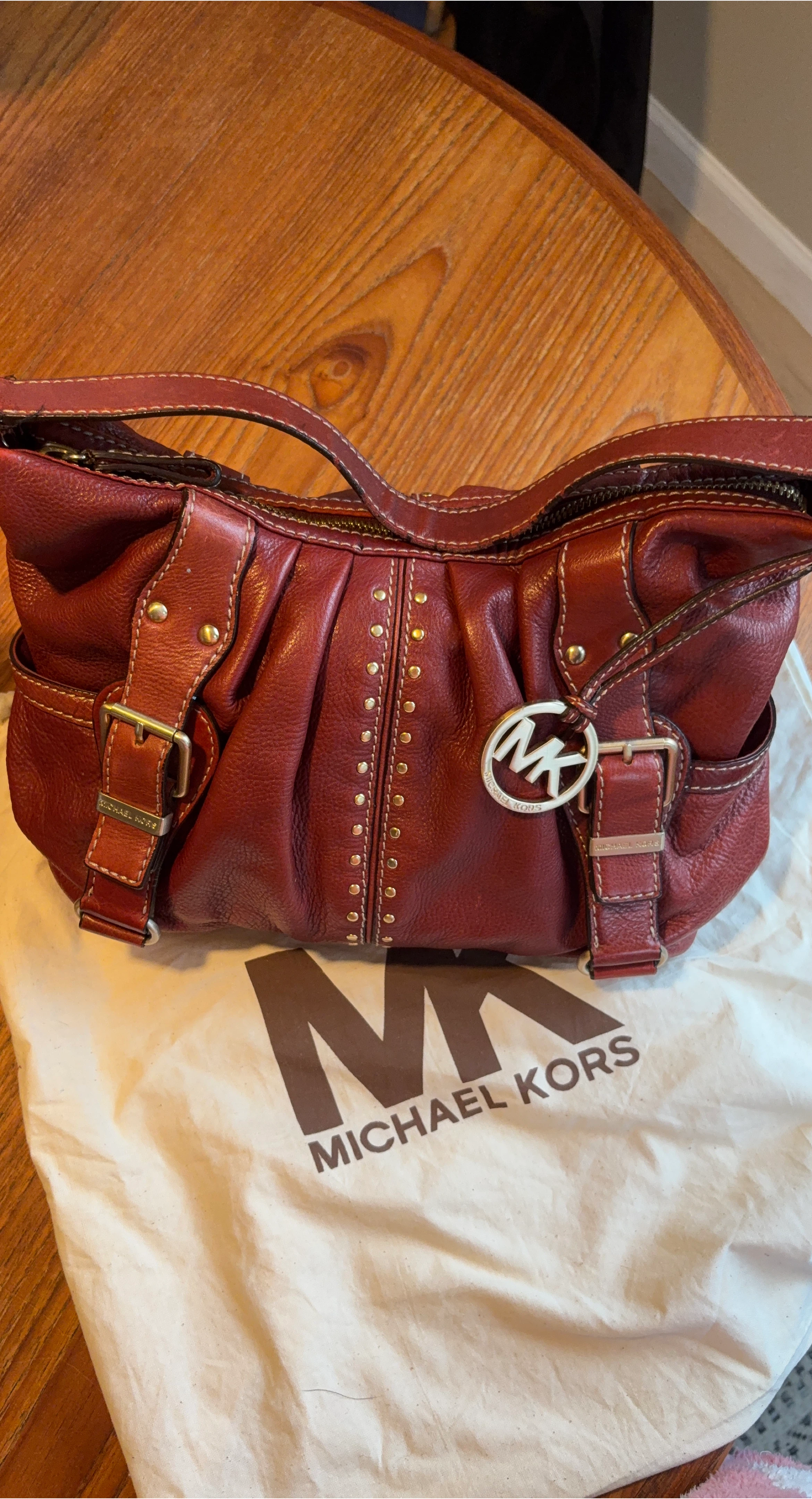 Michael Kors Red Leather Shoulder Bag
