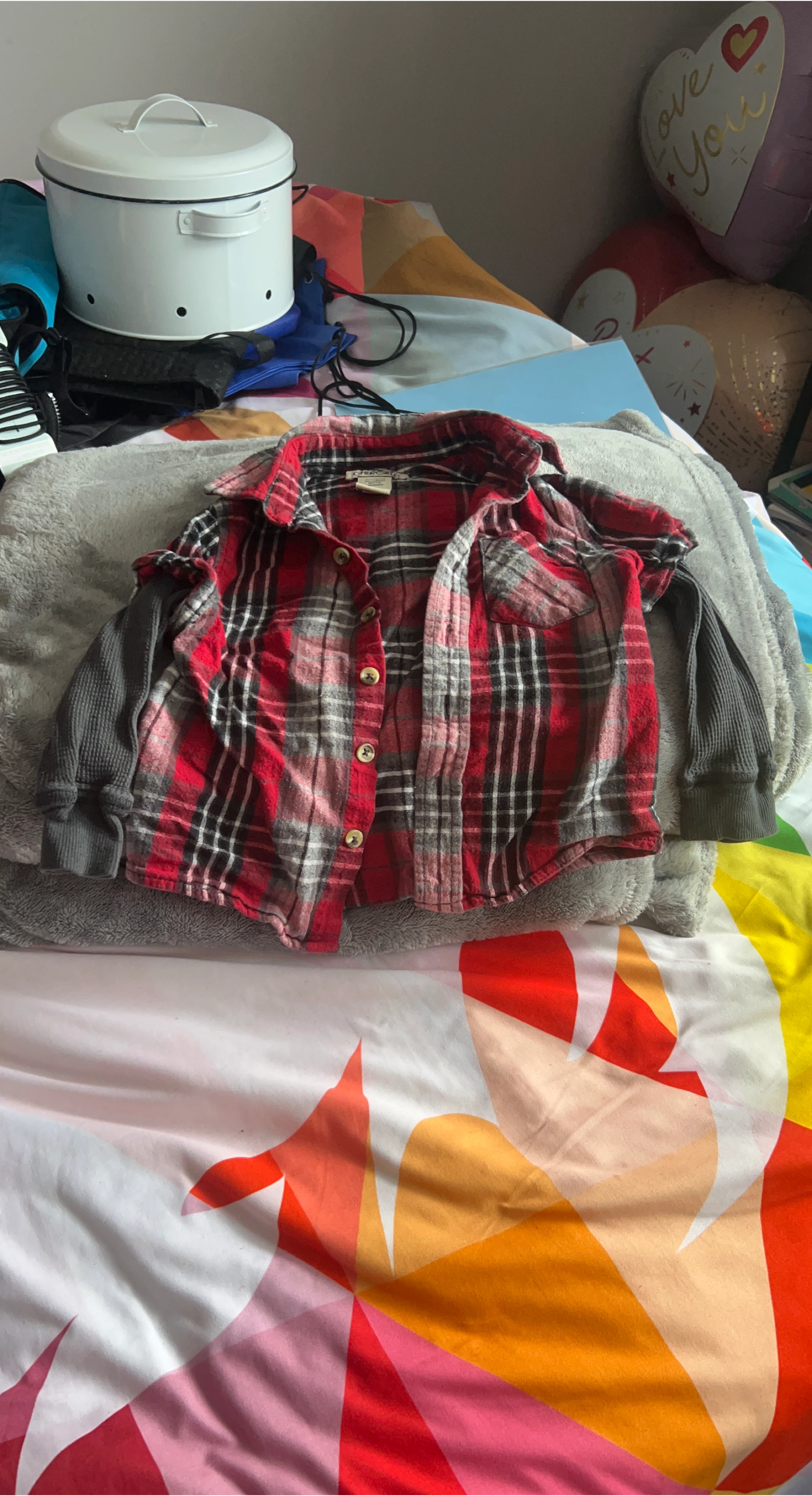 Cherokee Red Plaid Long Sleeve Shirt 3T