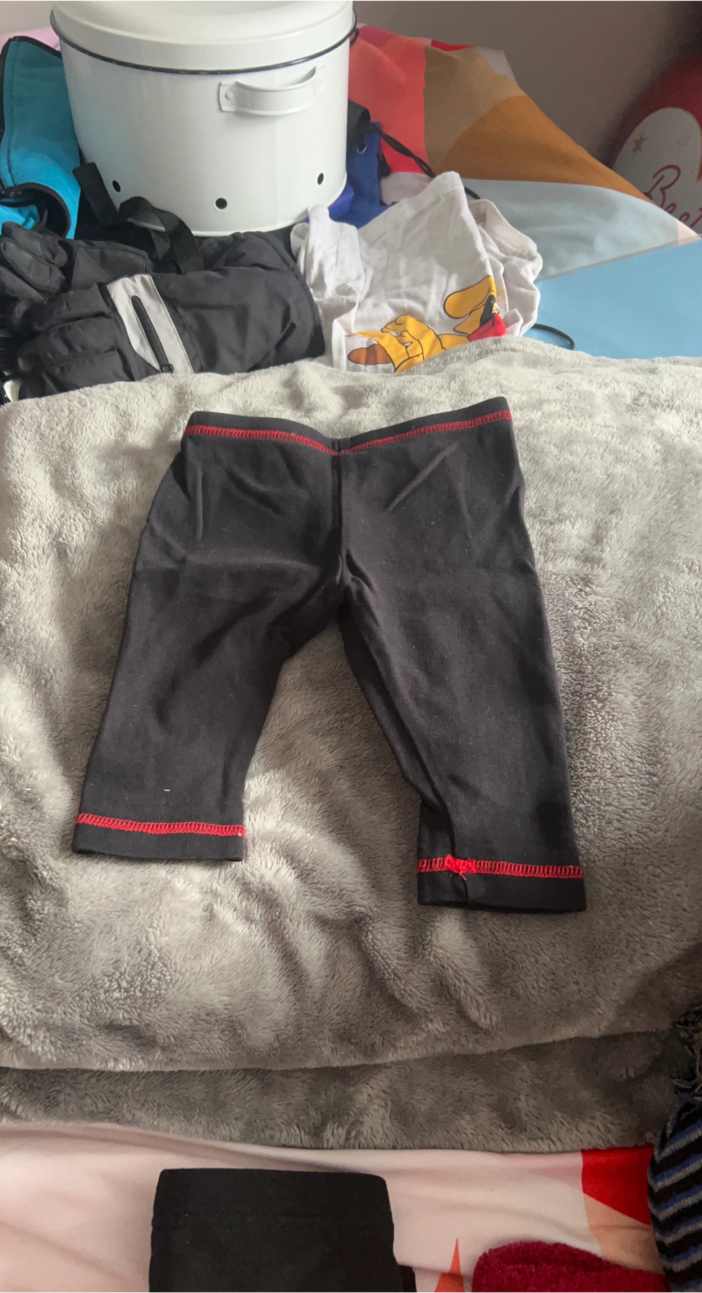 Baby Black Leggings with Red Trim