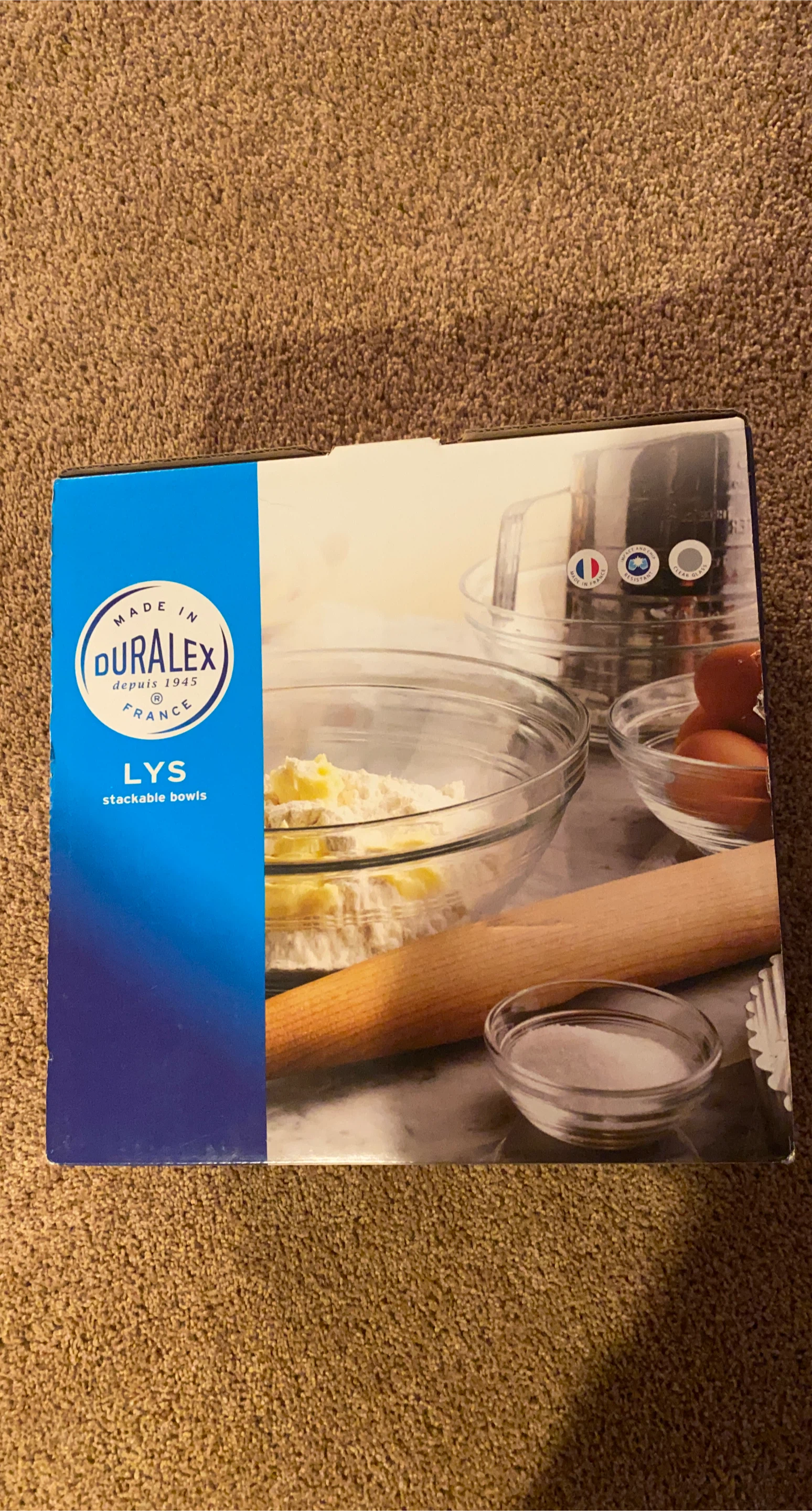 Duralex Lys Stackable Clear Bowls - 9 Piece Set - NEW!