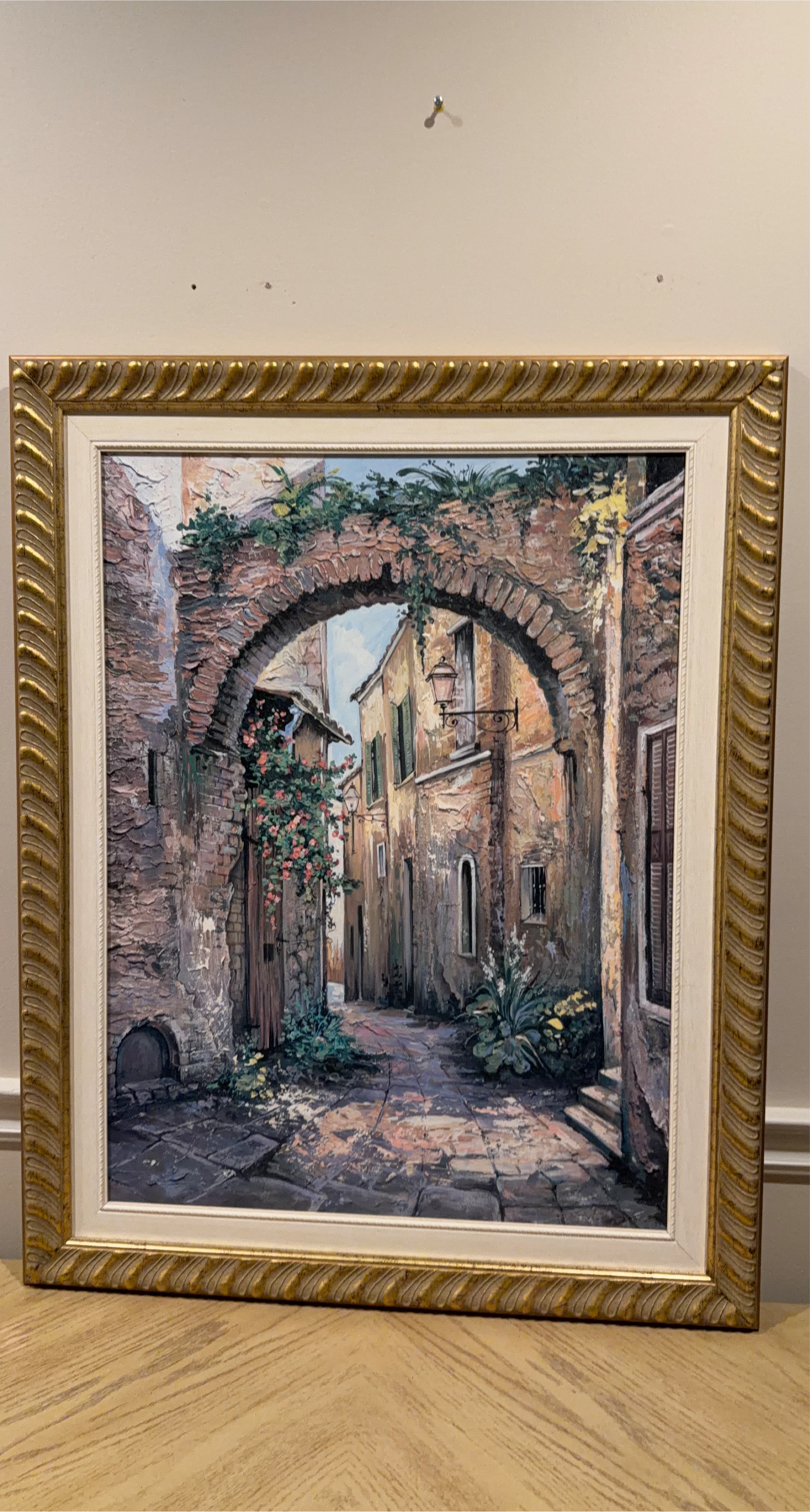 Framed printed from Oil Painting - Italian Street Scene