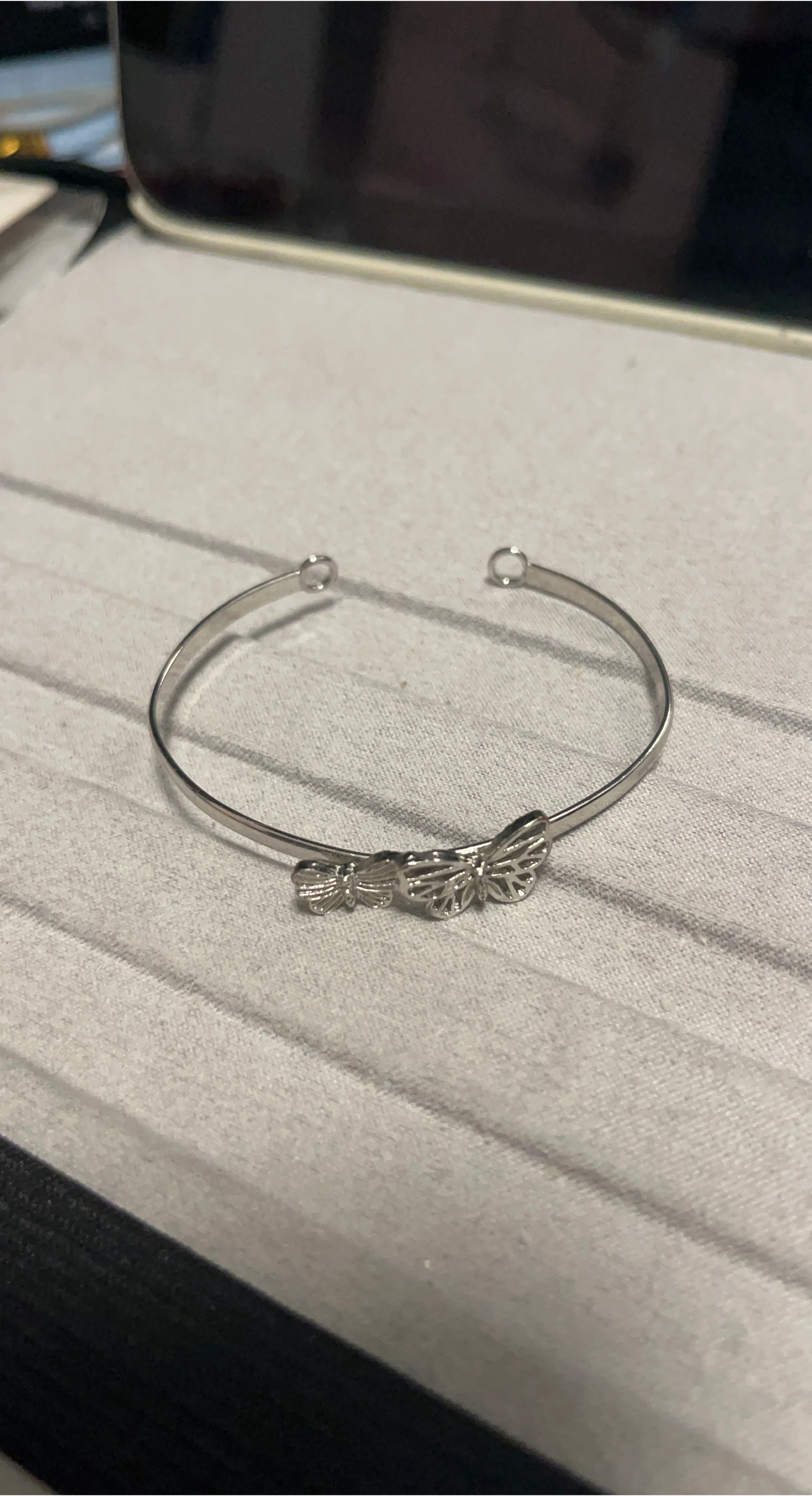 Silver Tone Butterfly Bangle