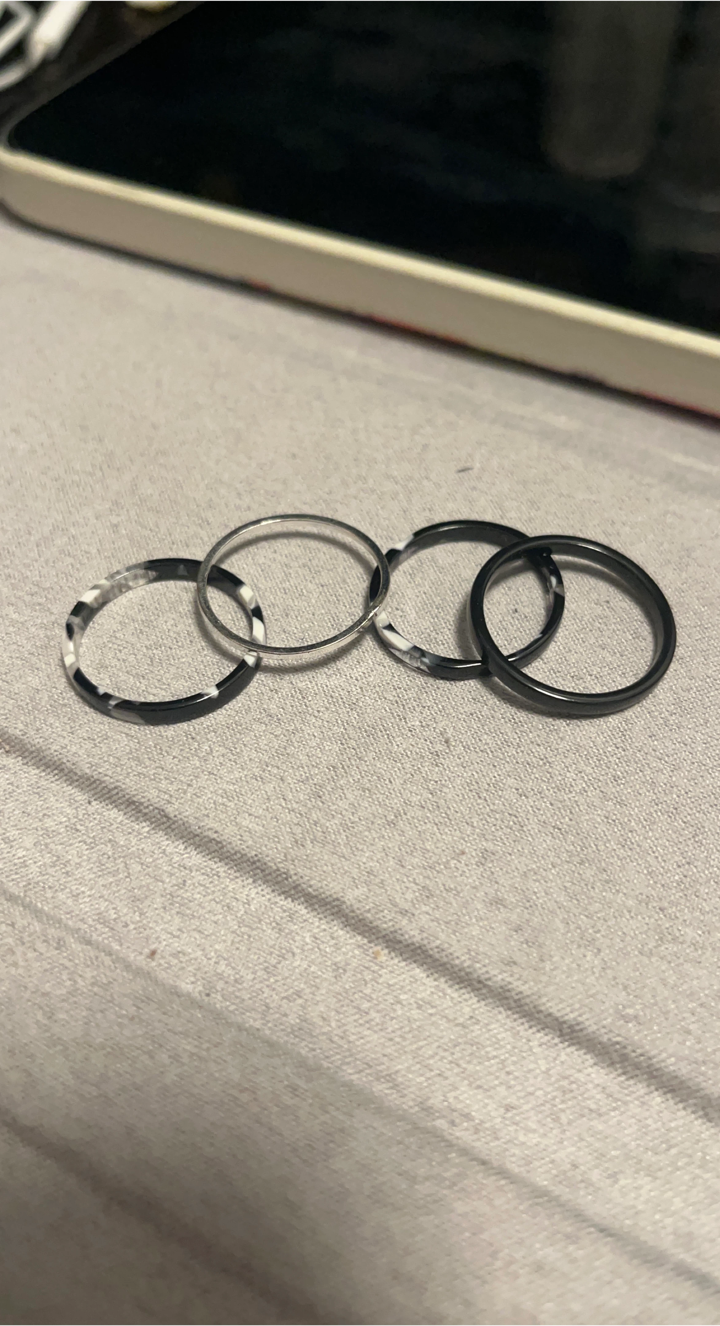 Assorted Rings - Black, White, Silver