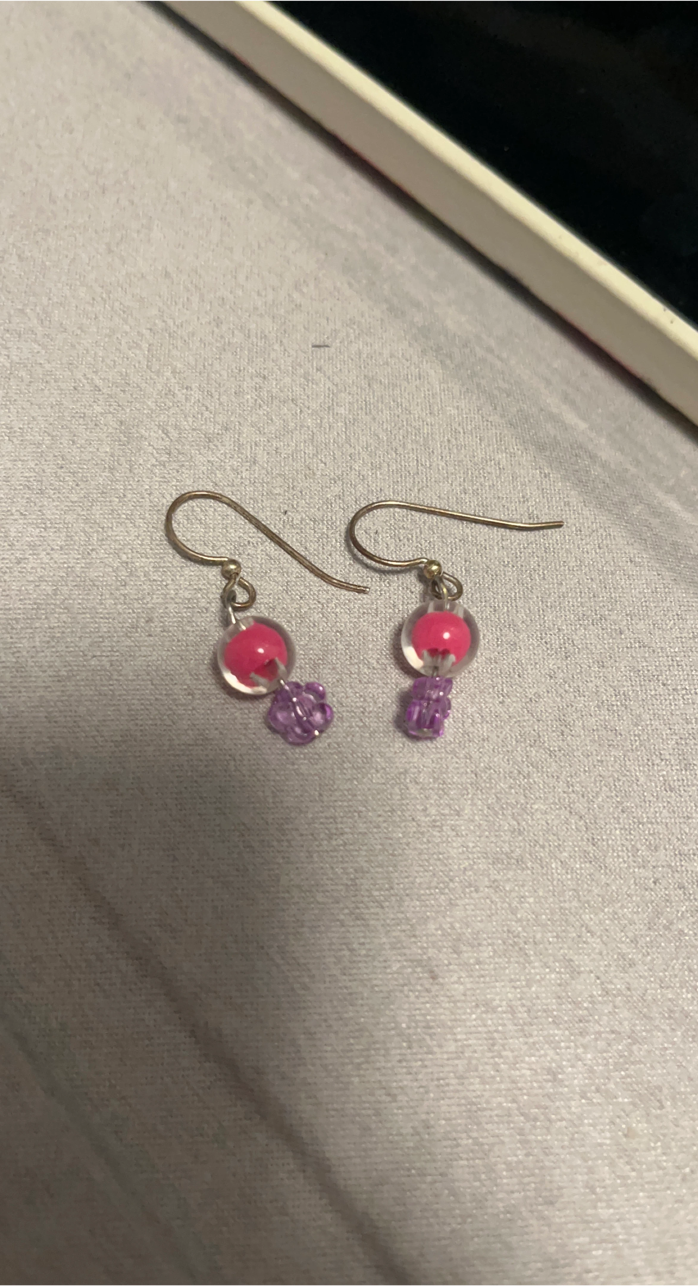 Pink & Purple Beaded Dangle Earrings