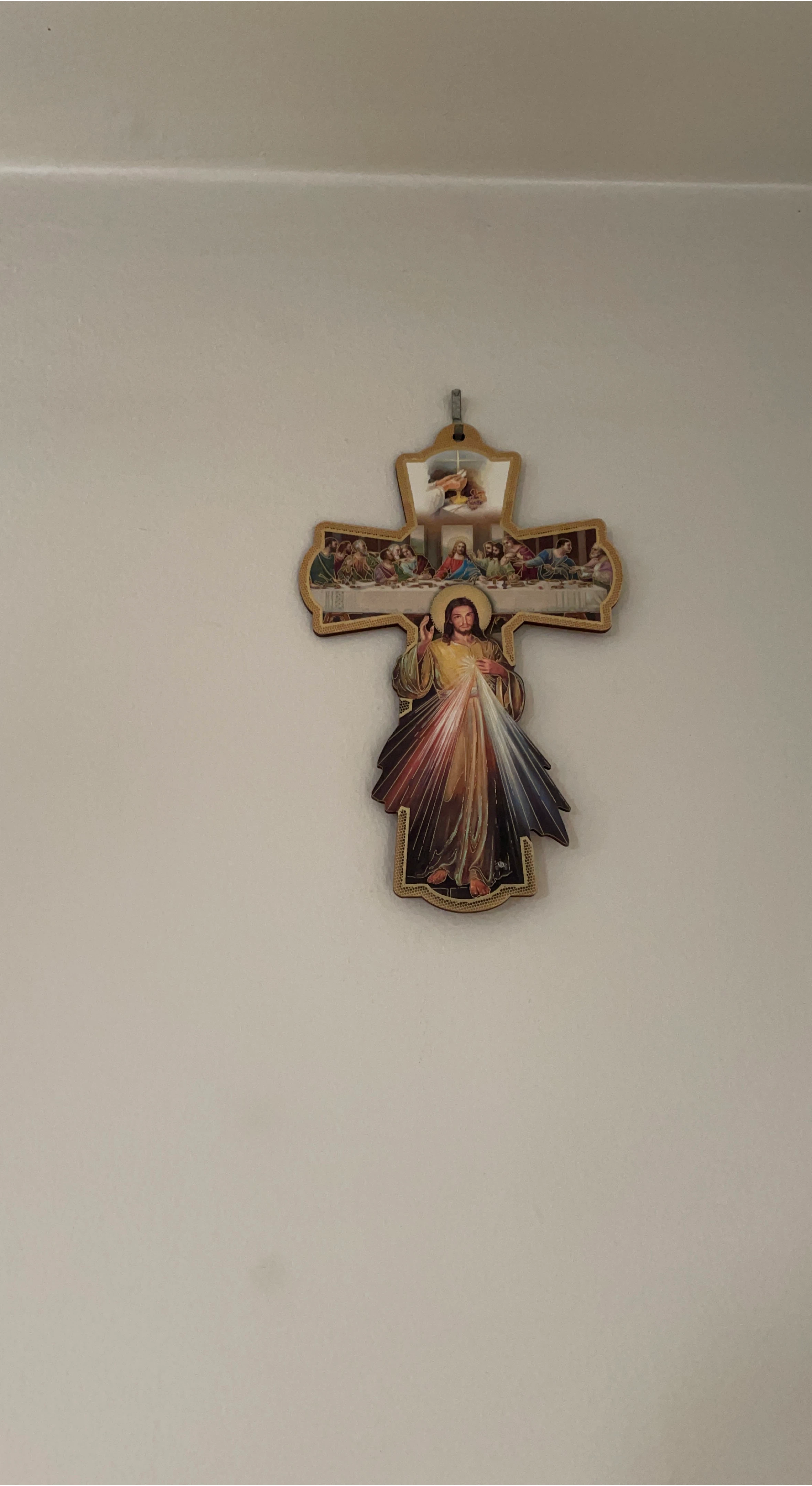 Religious Wall Cross with The Last Supper and Divine Mercy