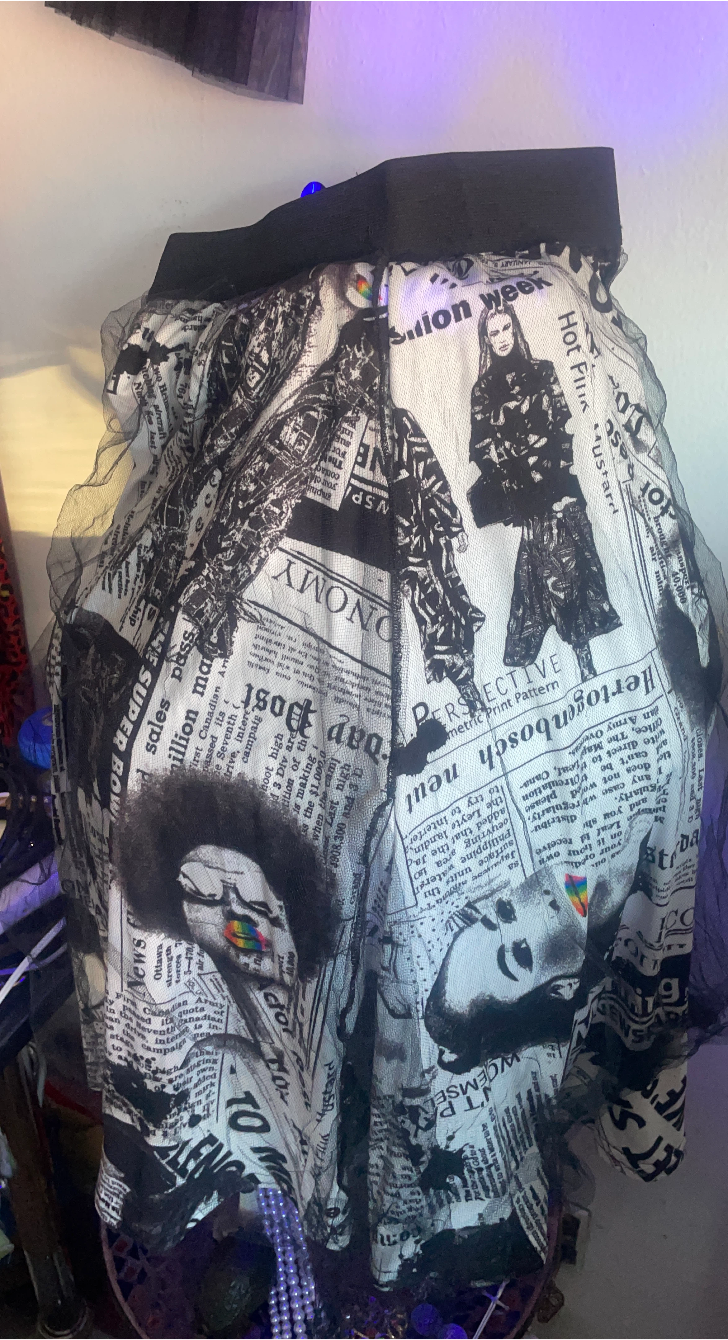 Newsprint Pattern Skirt