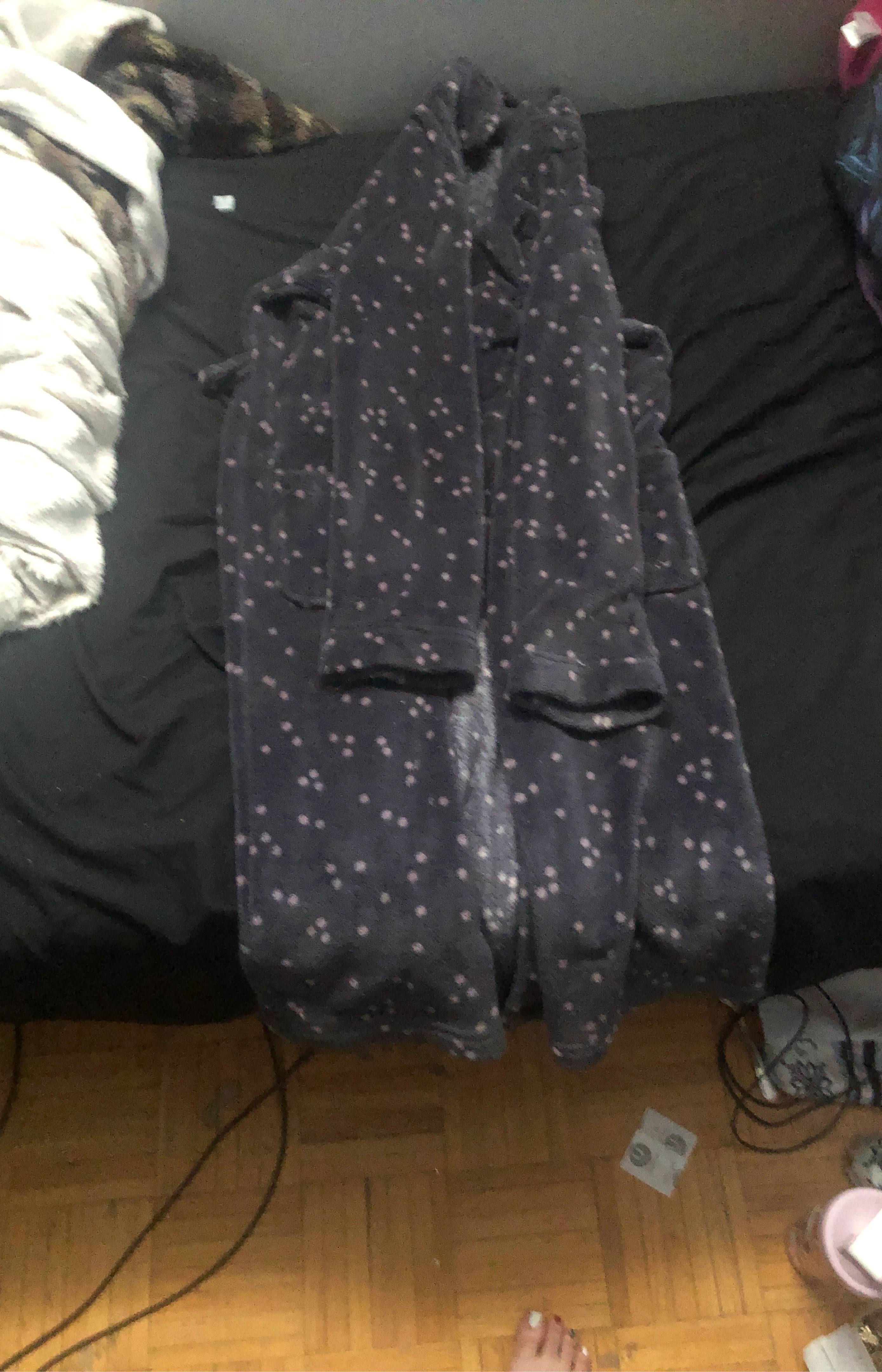 Navy Robe with Pink Dots