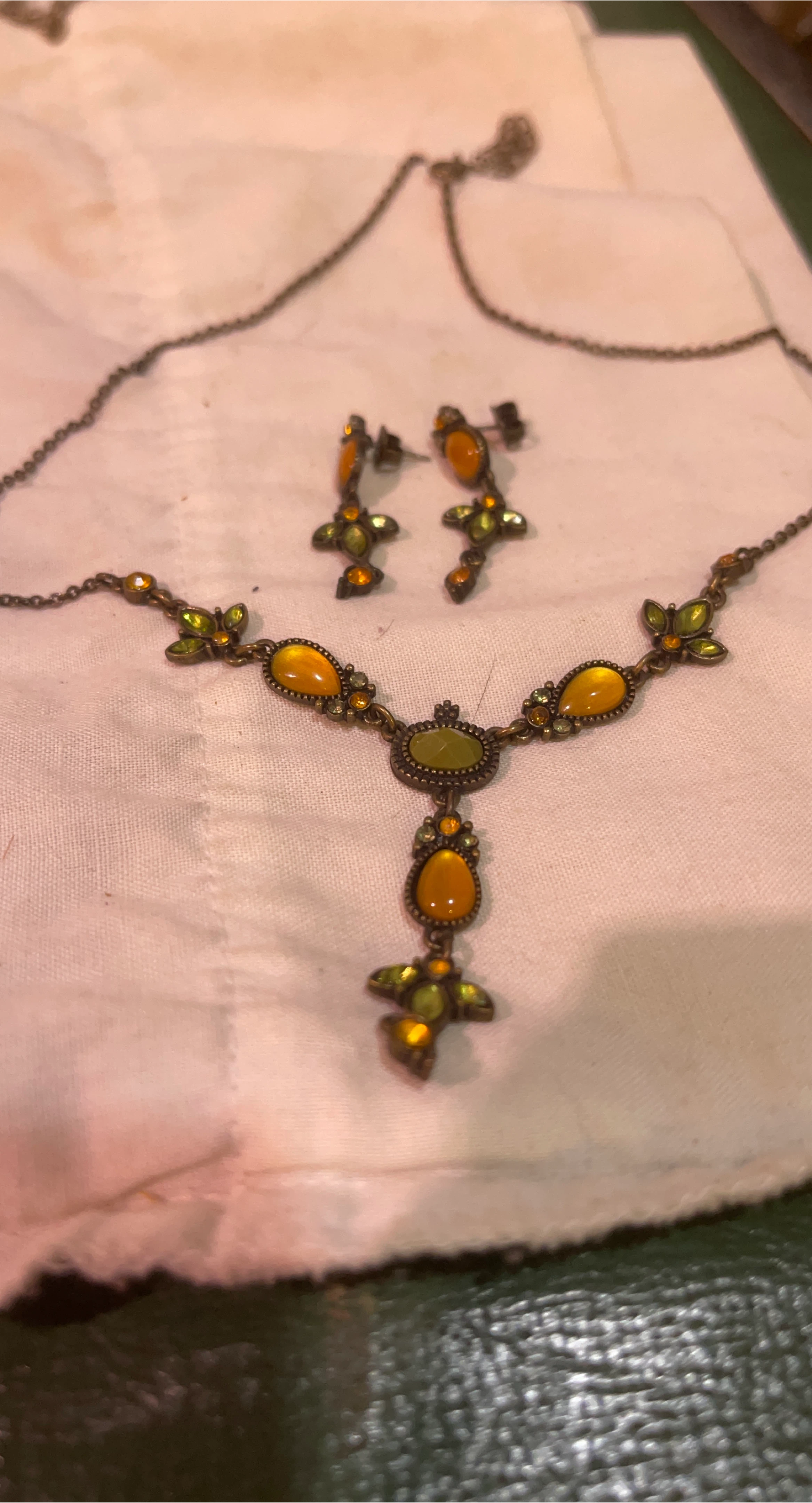 Necklace and Earring Set - Yellow & Green