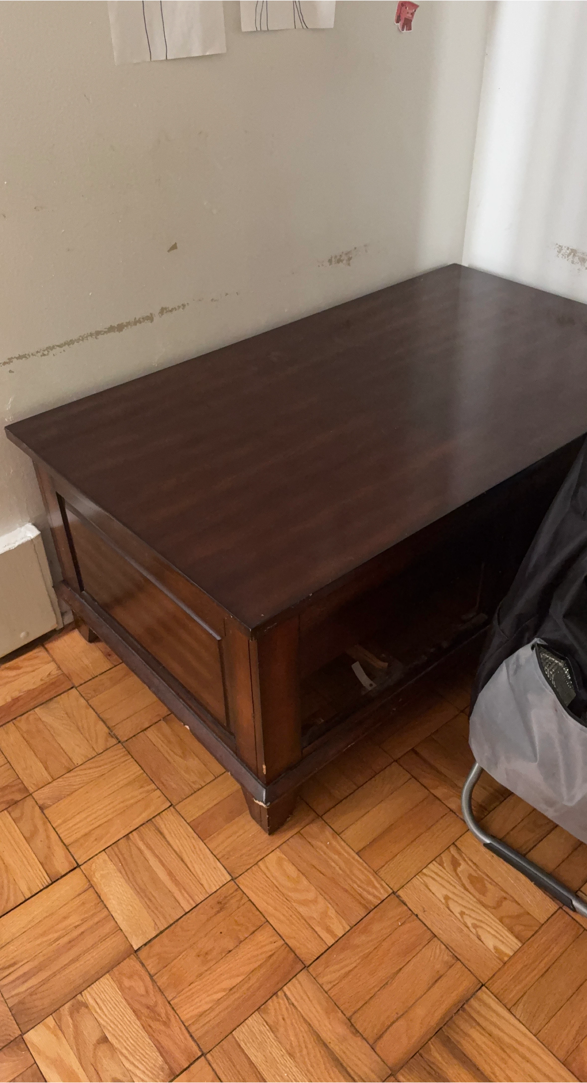 Dark Wood Coffee Table with Storage Shelf