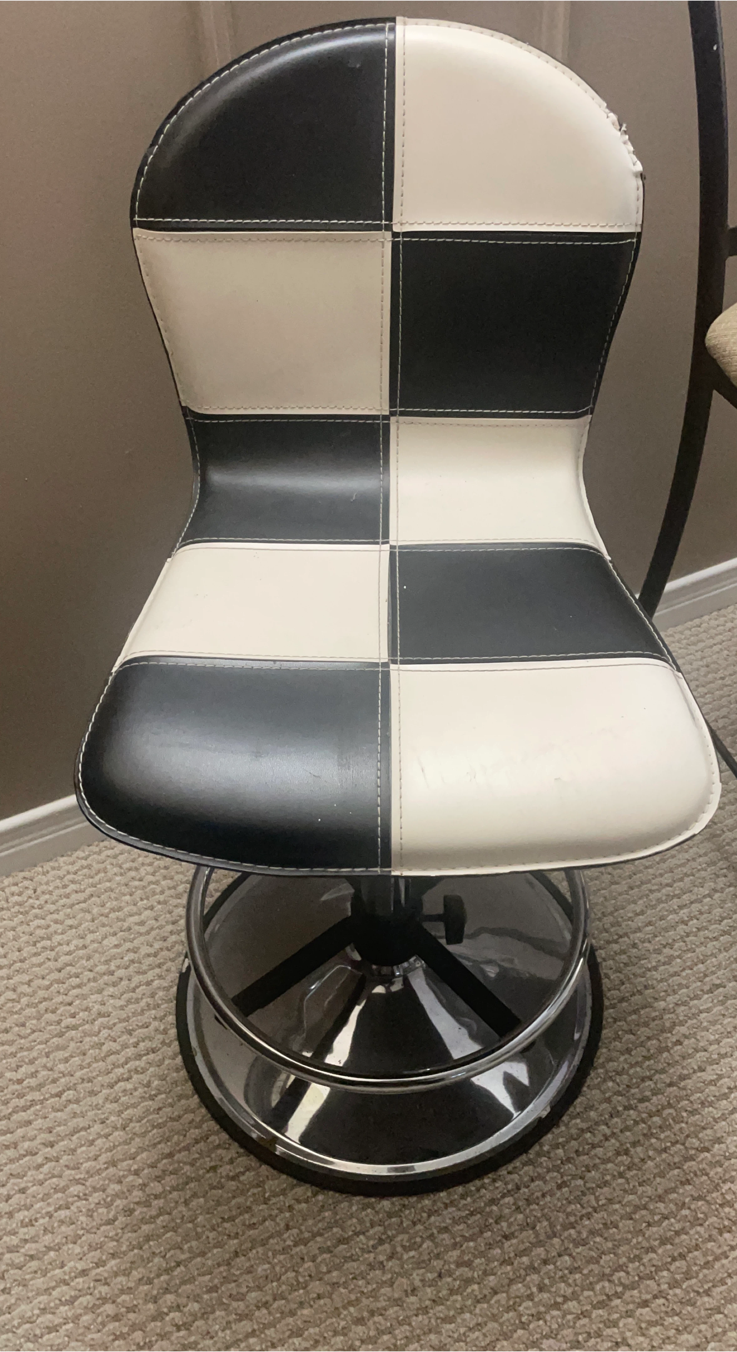 Black and White Checkerboard Bar Stool