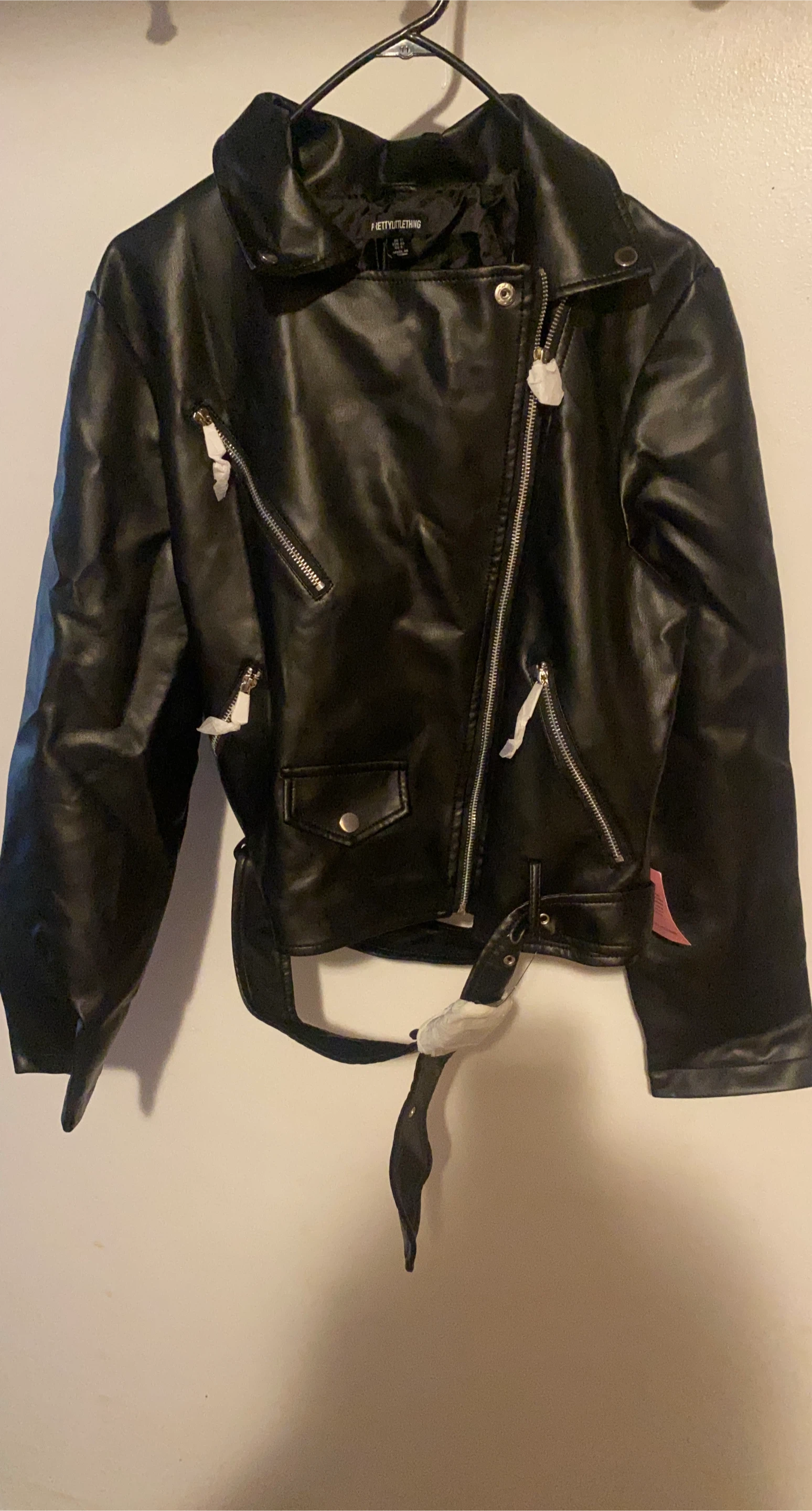 PRETTYLITTLETHING Black Faux Leather Biker Jacket