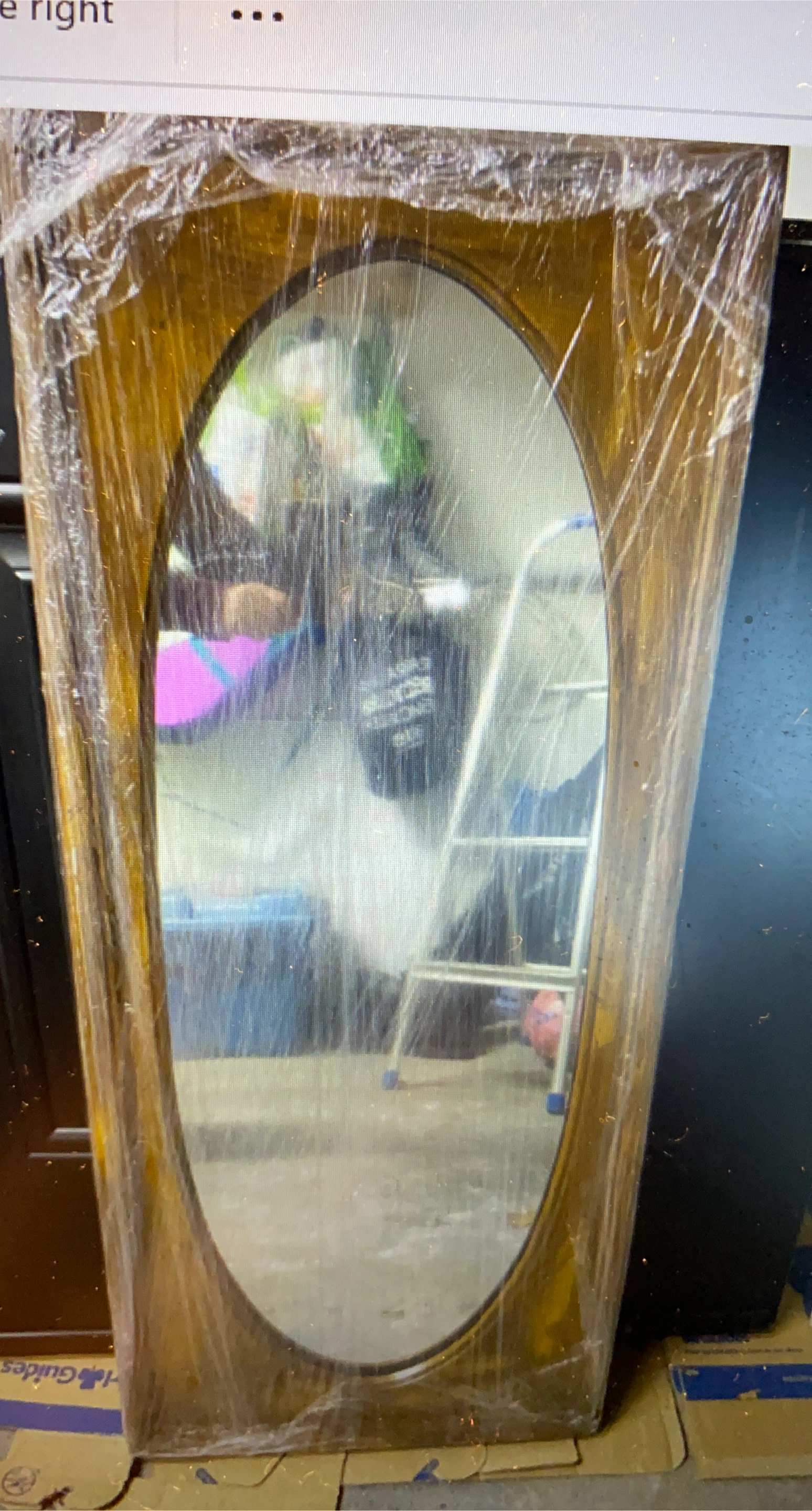 Oval Mirror with Wooden Frame