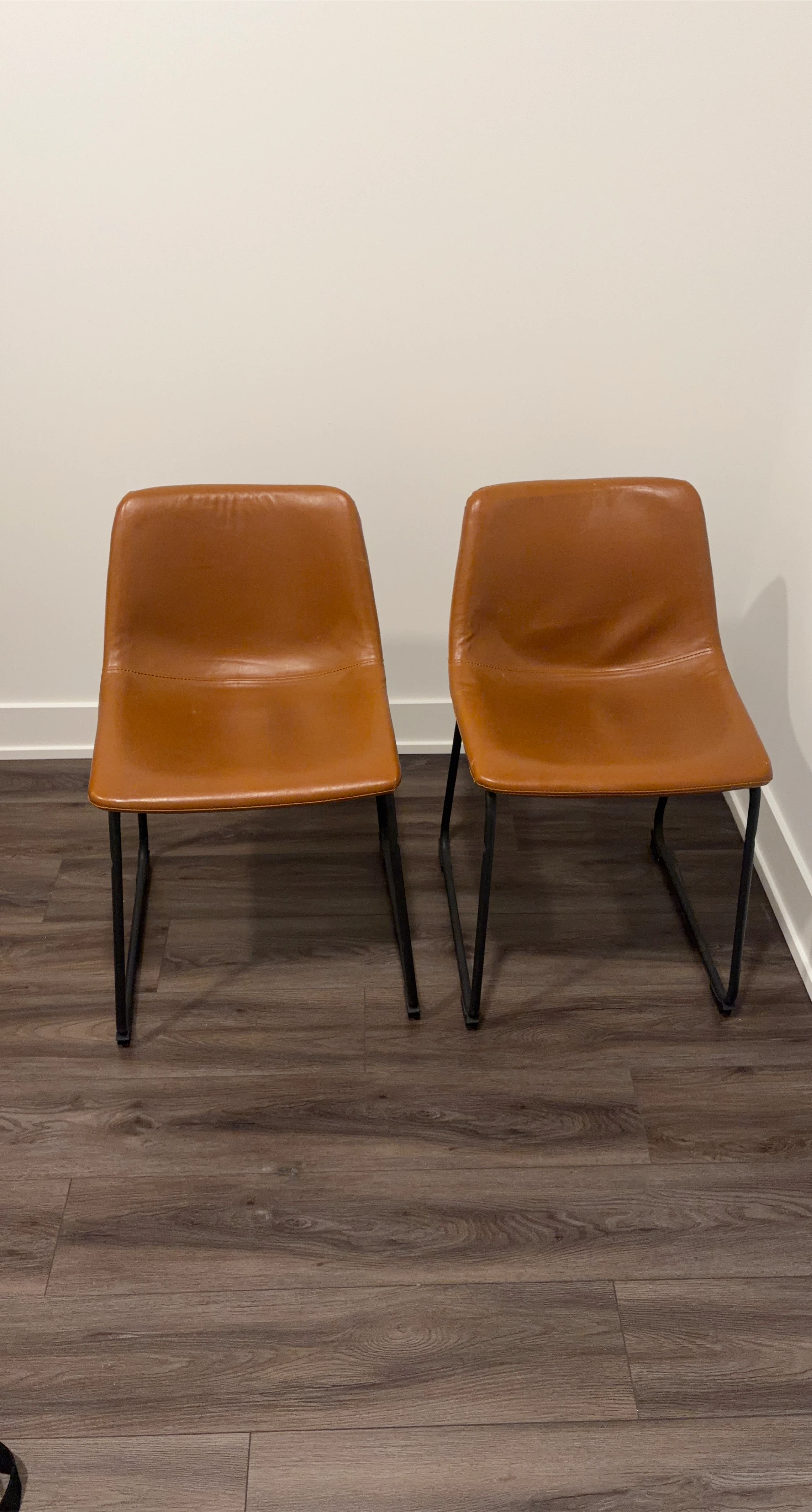 Set of 2 Brown Faux Leather Dining Chairs